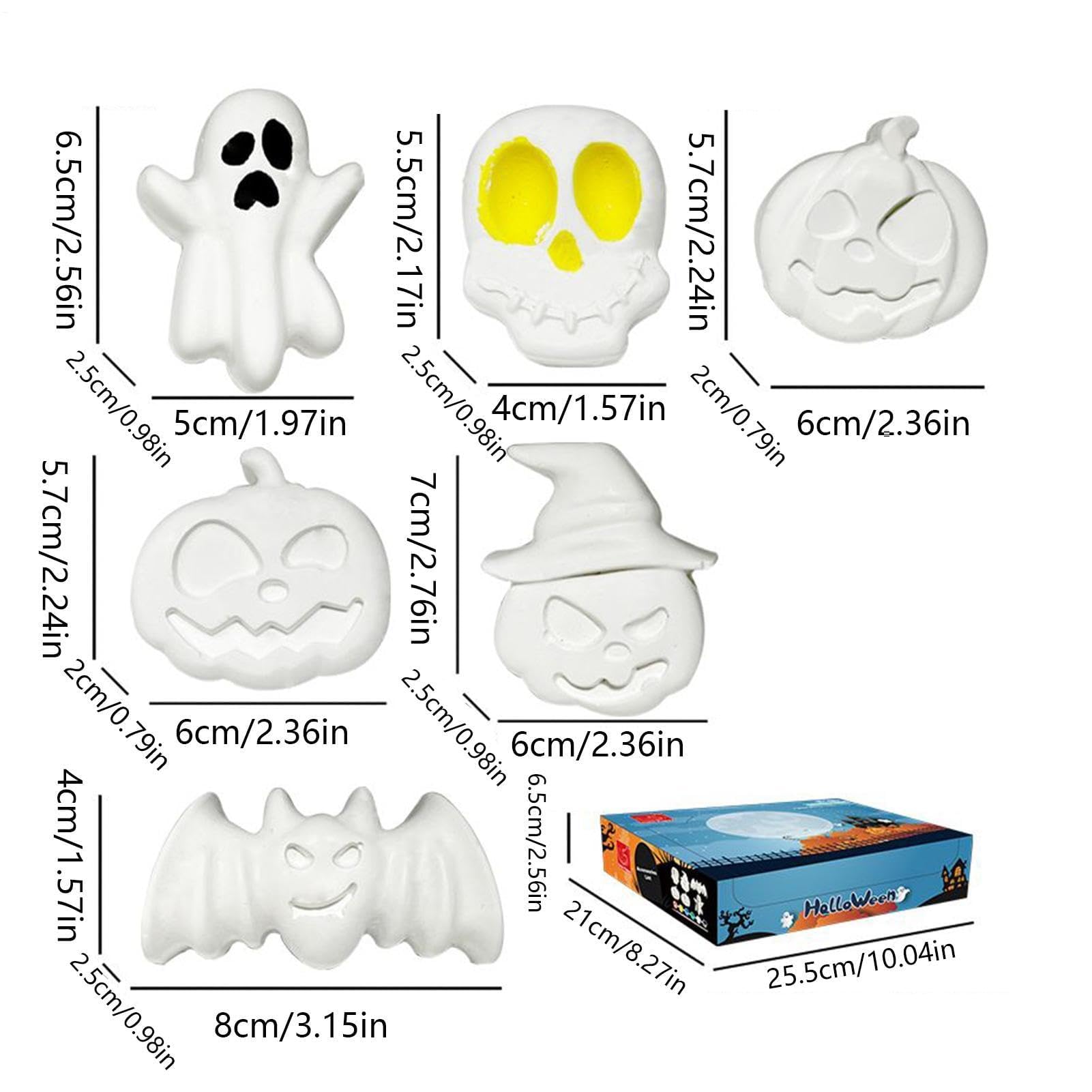 Figuras de yeso en blanco para pintura de Halloween - Calabaza sin pintar, fantasma, adornos artesanales para niños y adultos, ideal para salas de clase, actividades de hogar y fiestas