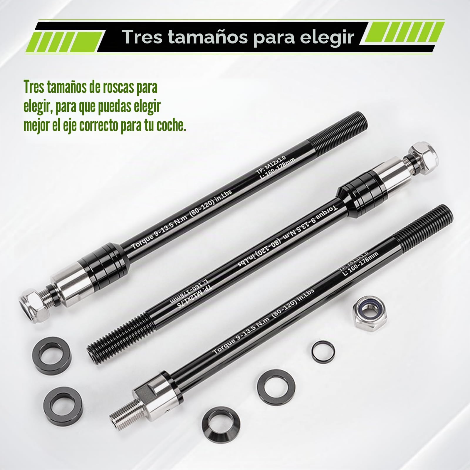Adaptador de eje pasante, M12 de 160-178 mm con adaptador de eje de bicicleta, longitud de eje ajustable, acoplamiento de remolque de bicicleta de aleación de aluminio compatible con