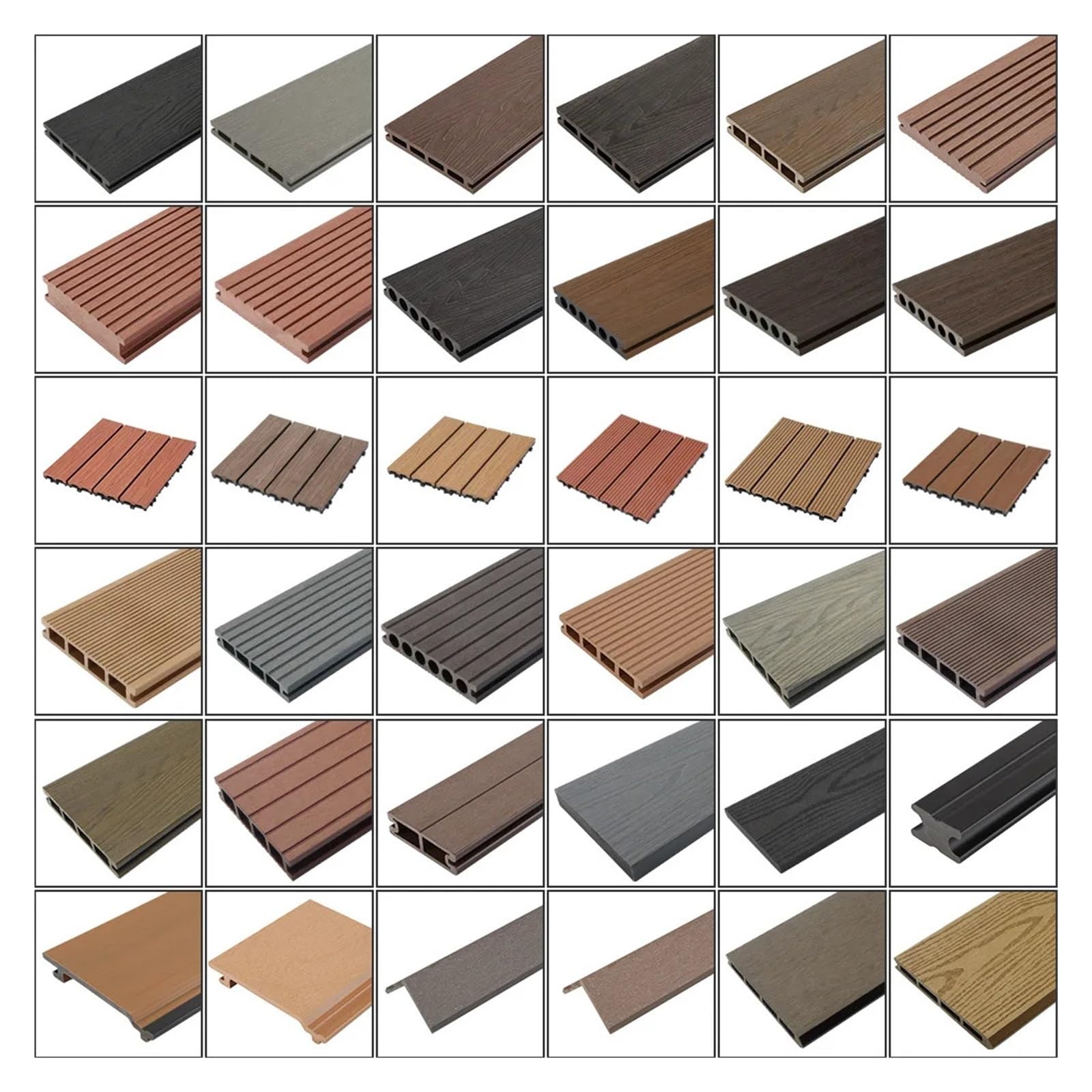 (11 piezas) Terraza exterior de WPC for bricolaje: piso compuesto de madera entrelazada for exteriores, ecológico, anticorrosión y a prueba de rayos UV(Brownish red)