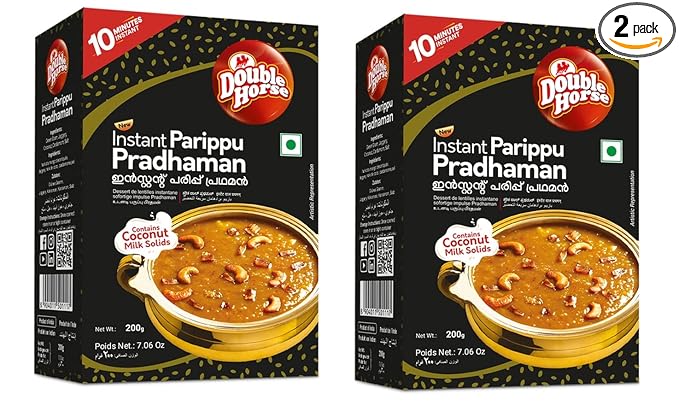 Double Horse Kerala Instant Sadya Parippu Pradhaman Mix 200g x 2 Pkt(400g) | Cherupayar Parippu Payasam Mix| Moong Dal Kheer Mix |10 Minutes Instant| Contains Coconut Milk Solids