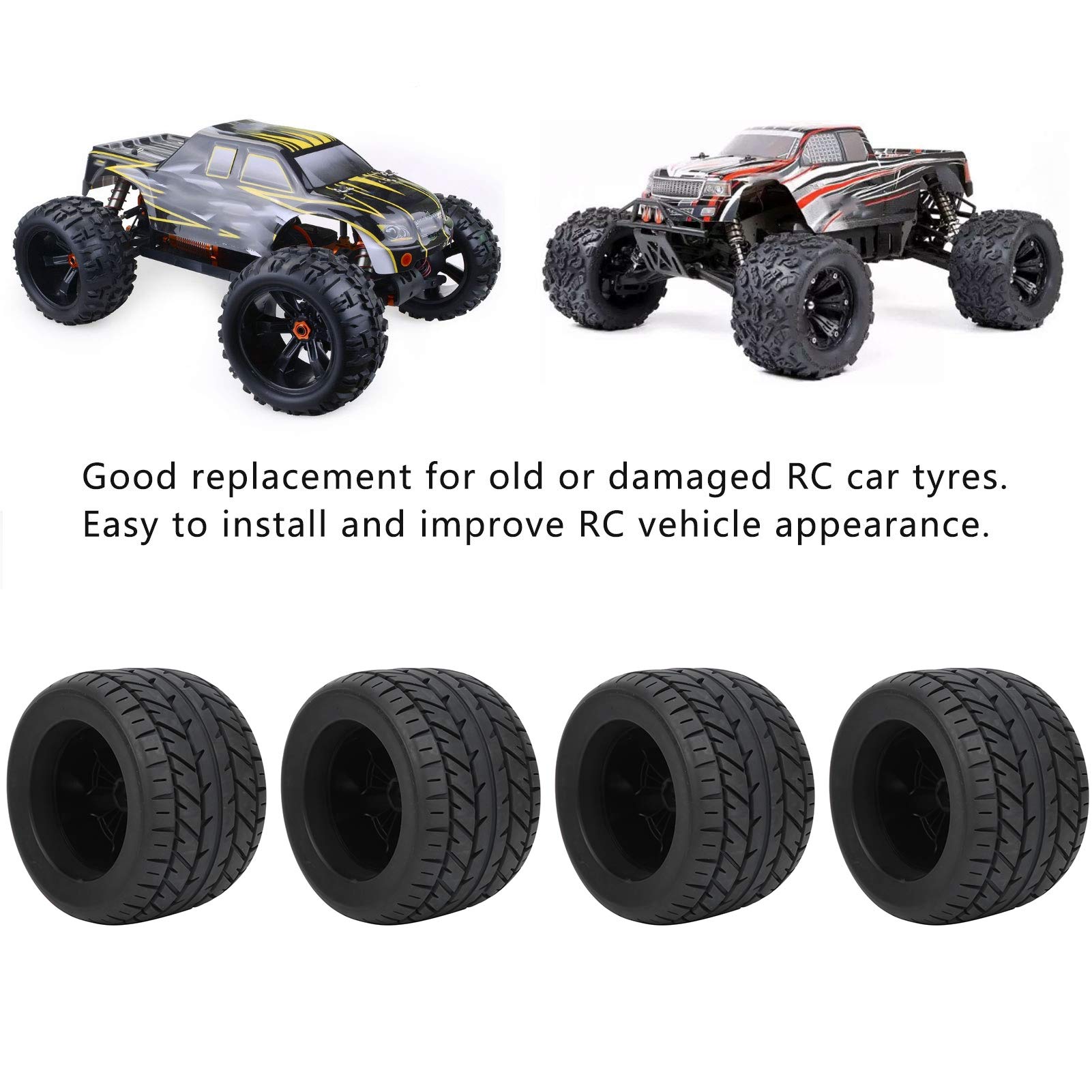 4-pak 1/8 RC gumowe felgi samochodowe 17 mm sześciokątne koła do ciężarówek do ZD Racing akcesoria części 165 x 104 mm opony RC koła samochodowe