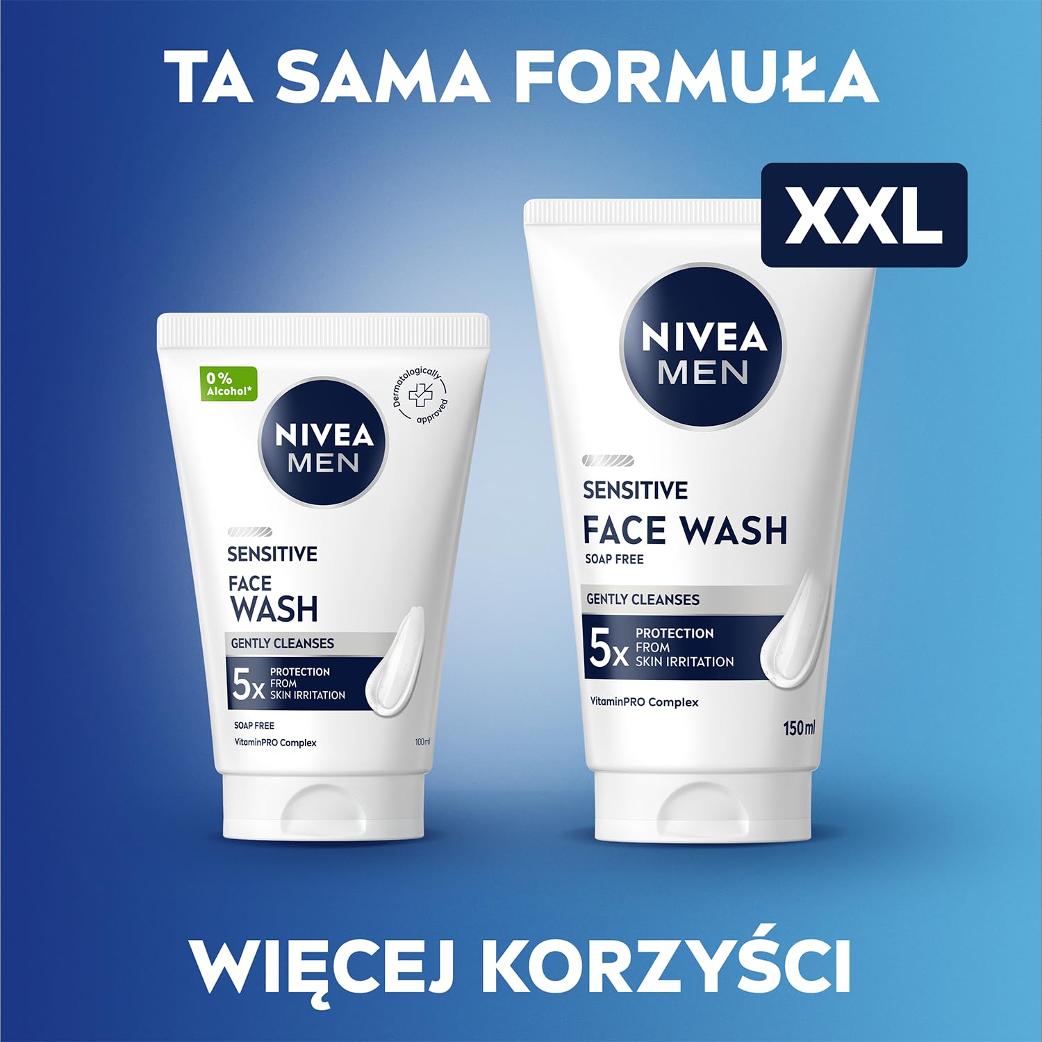 NIVEA MEN Sensitive Żel do mycia twarzy twarzy dla mężczyzn XXL 150 ml