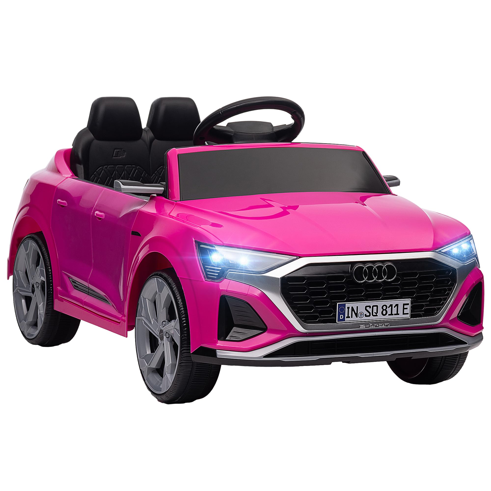 Qaba Audi Q8 e-tron Sportback Licensed 12V Kids Ride on Car, Battery Powered Kids Electric Car with Remote Control, 4 Spring Suspension Wheels, Soft Start, LED Headlights, Music Horn, Pink