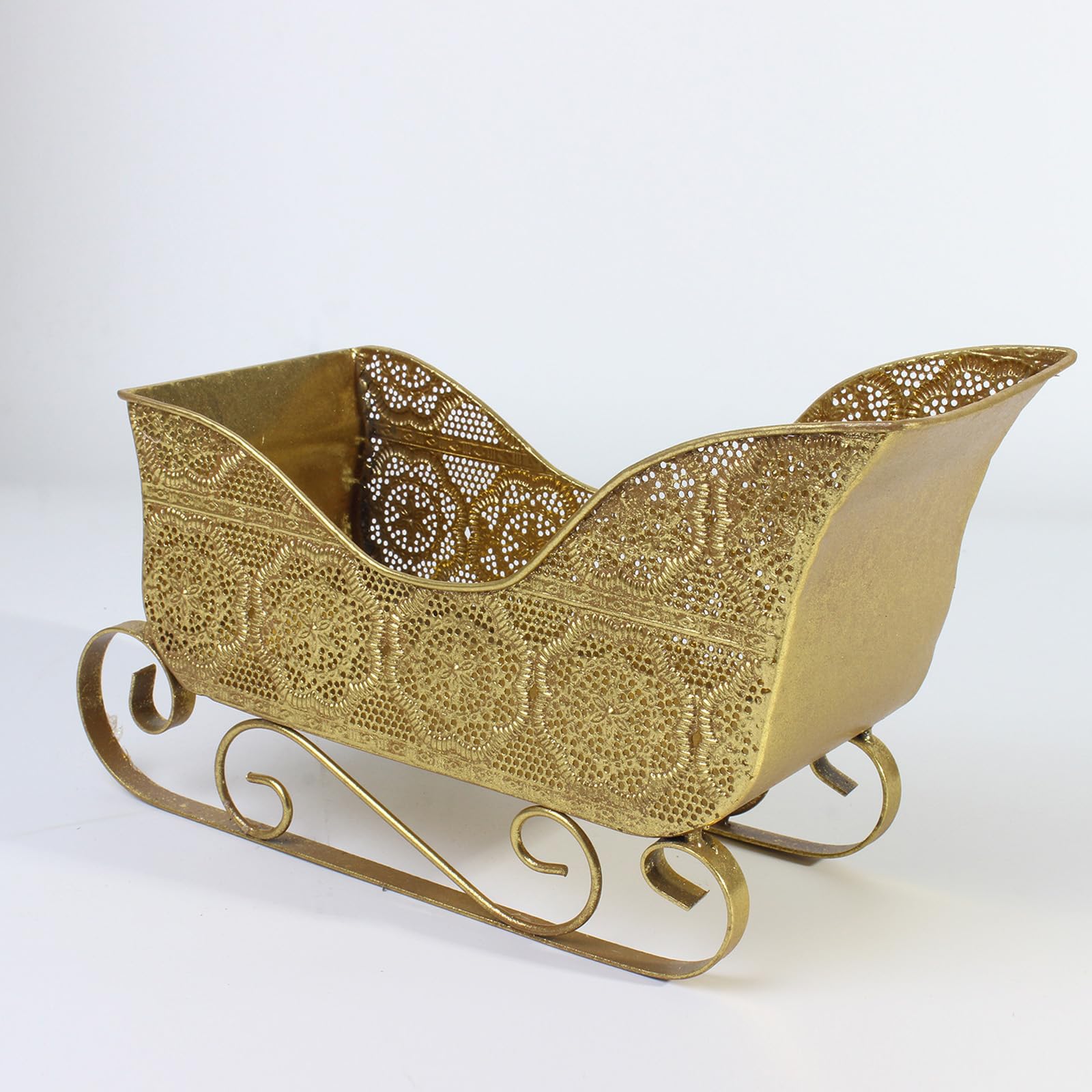 Cesta de metal con escultura de trineo de Navidad, contenedor de caramelos, decoración de mesa para el hogar, oficina, día festivo