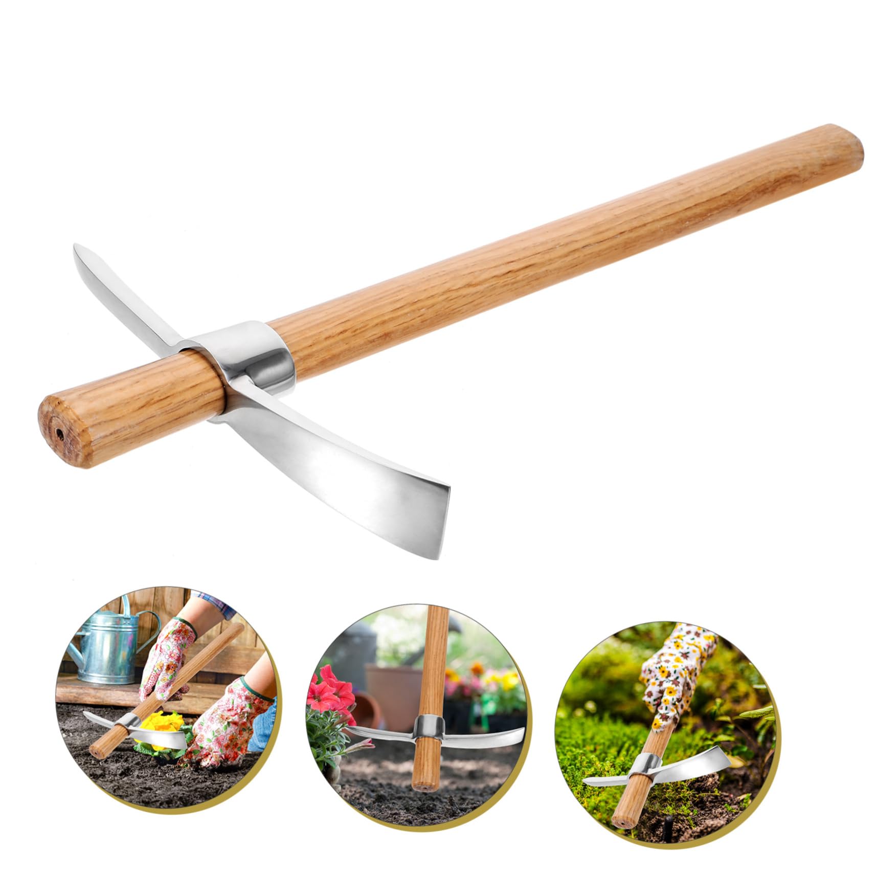 Kisangel Azada para Jardinería al Aire Azada para Cultivo de Hortalizas Herramienta para Jardinería con Mango Resistente