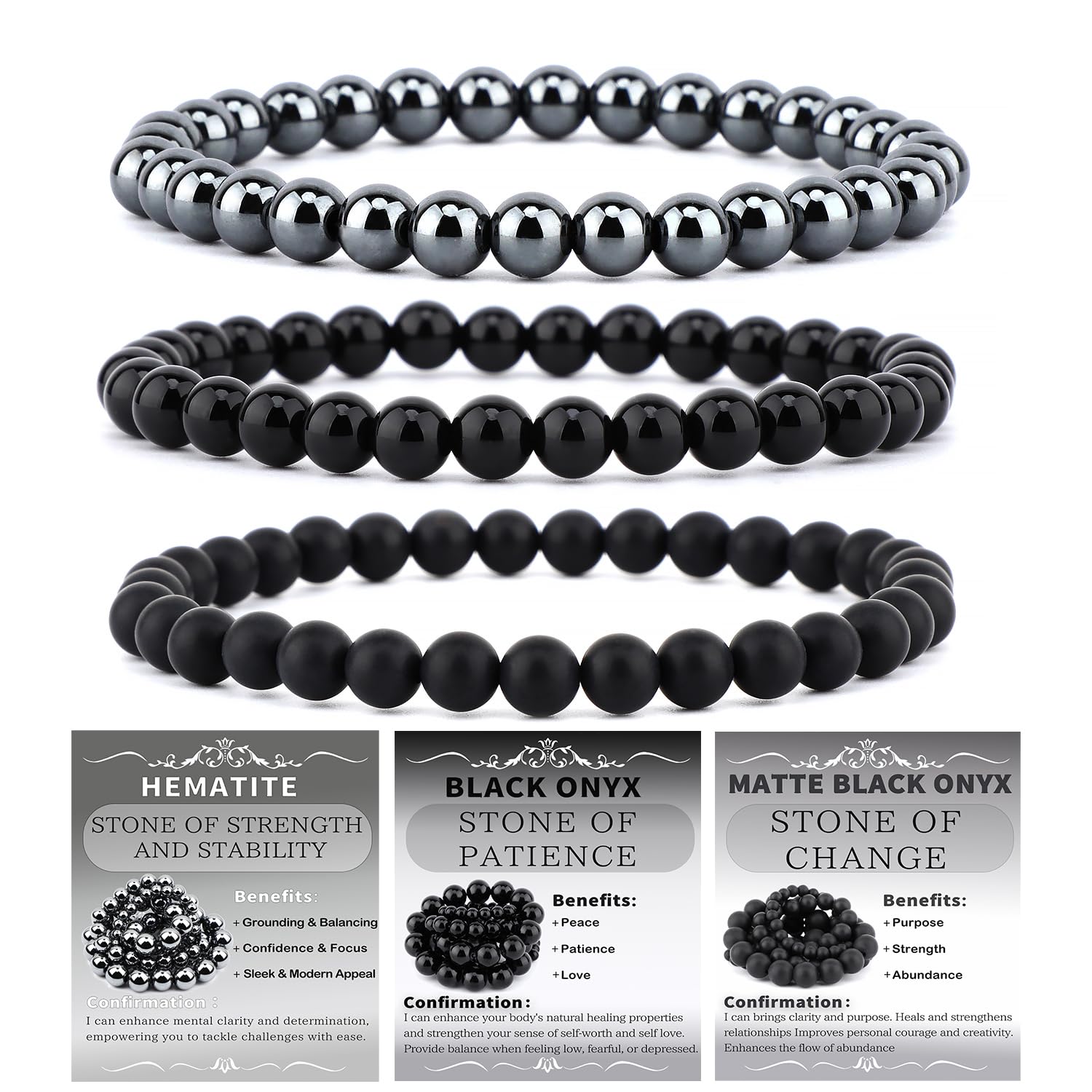 NCB Natural Crystal Gemstone Stretch Bracelets 6mm | Handmade Reiki Energy Healing Jewelry - main product image
