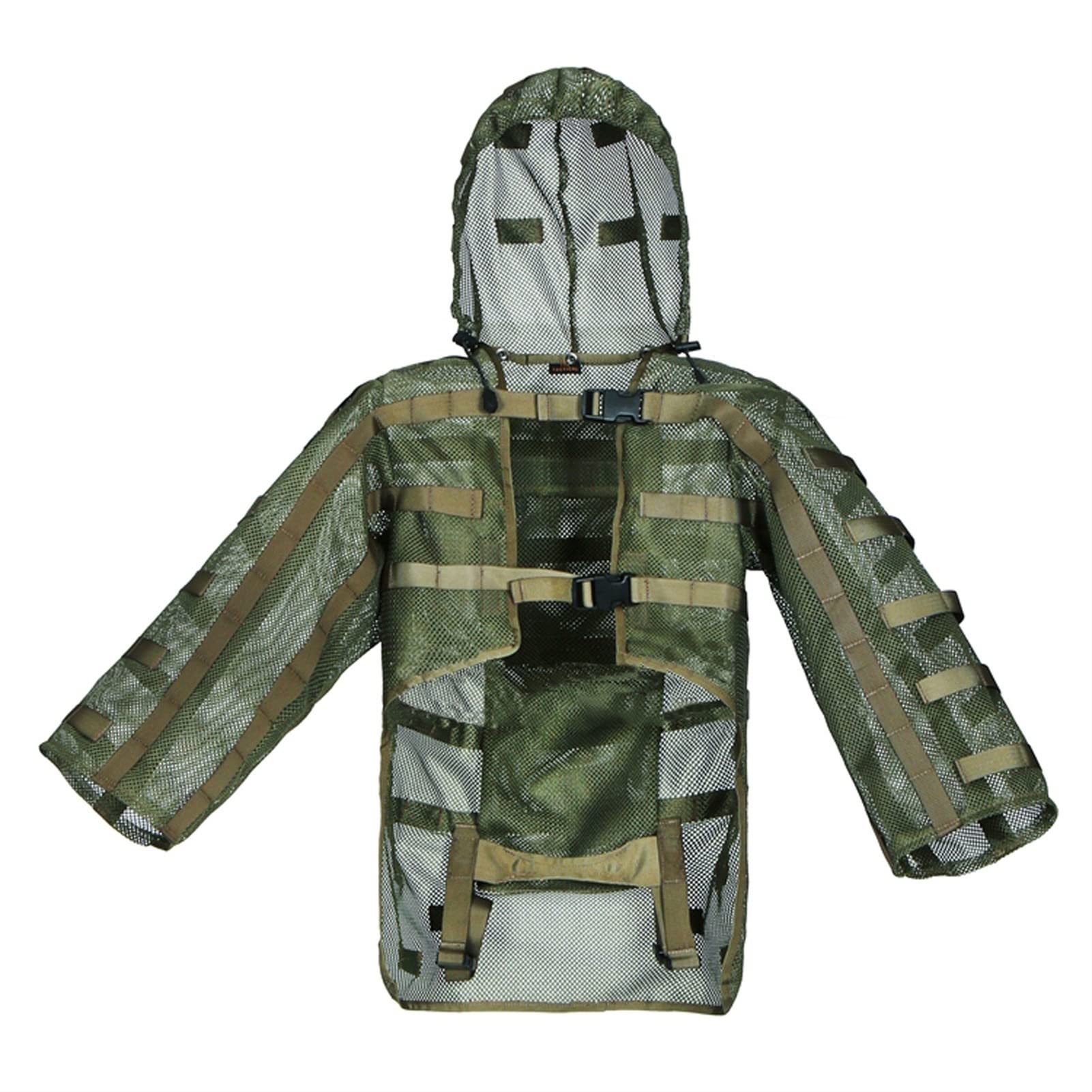 Tarnkleidung Herren Jade,Tarnanzüge 3D Naturgetreue Kapuze Tarnkleidung Camo Costumes Bionic Camouflage Krähenjagd Tarnung Airsoft Sniper Camping Set,Jungle Woodland (Color : Green)