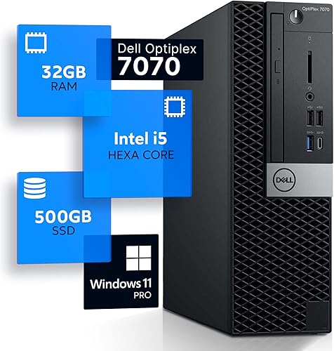 Miniatura 13 de Dell Computadora de escritorio Optiplex 7070 Hexa Core Intel i5 (3.2) 16 GB DDR4 RAM 500 GB SSD estado sólido Windows 11 Professional PC
