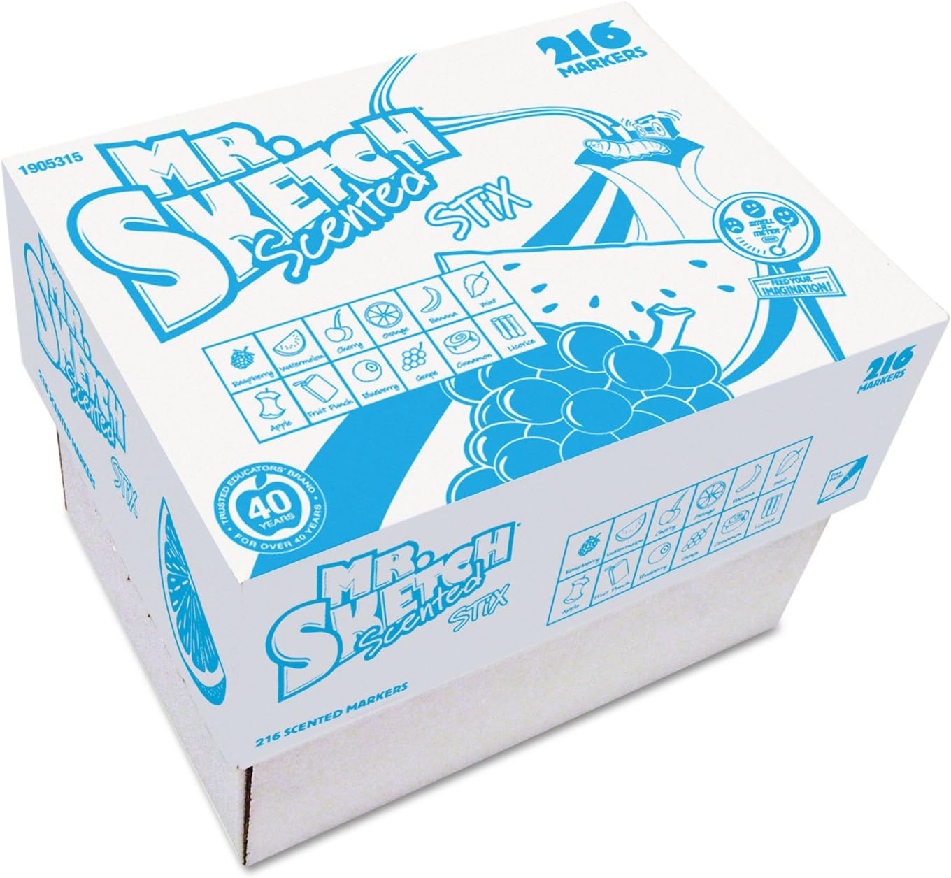 Mr. Sketch Scented Stix Markers, Fine Tip, Assorted Colors, 216 Count