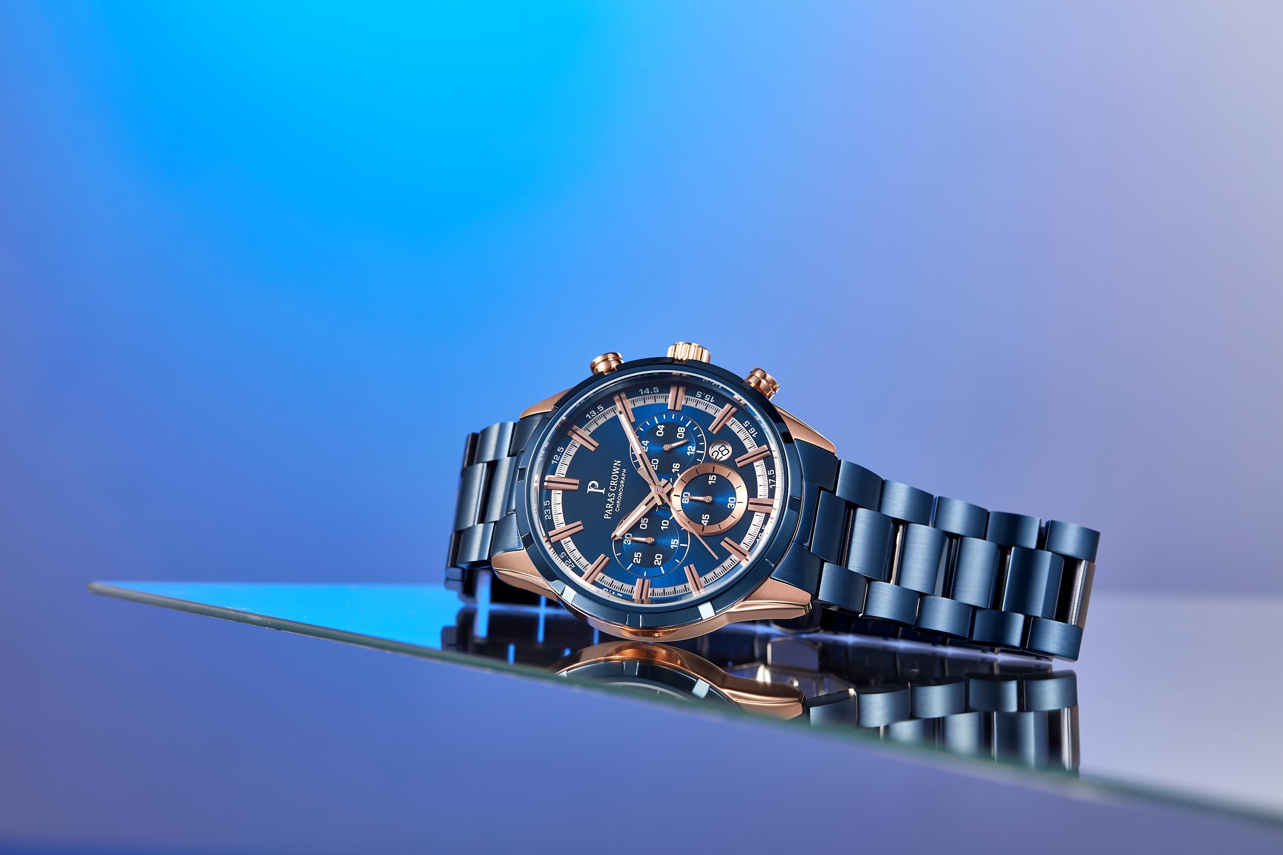 PC PARAS CROWN Orologio Uomo con Movimento al Quarzo Giapponese Cronografo Resistente all'Acqua 5 ATM Cassa in Acciaio Classico Elegante Orologio Cinturino in Silicone
