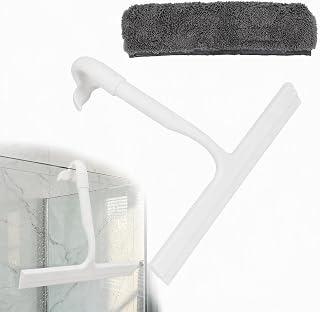 Duschskrapa silikon svart 21 cm med krok utan borrning, kärna i rostfritt | Duschavdragare för randfri borttagning: Glas, duschvägg, kakel och spegel. Ergonomisk 145°-greppvinkel