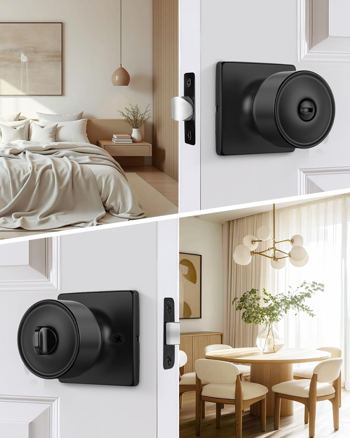 Goldenwarm Matte Black Door Knobs - 10 Pack -4