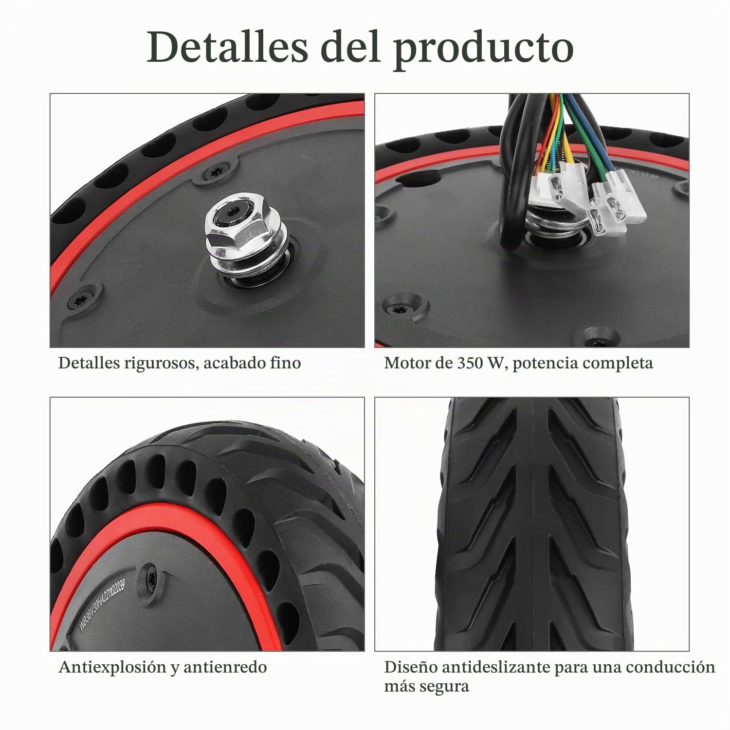 Motor Reemplazo de neumático sólido 350w 36v Motor con rueda Compatible con 1S M365 Pro Pro2 Scooter eléctrico