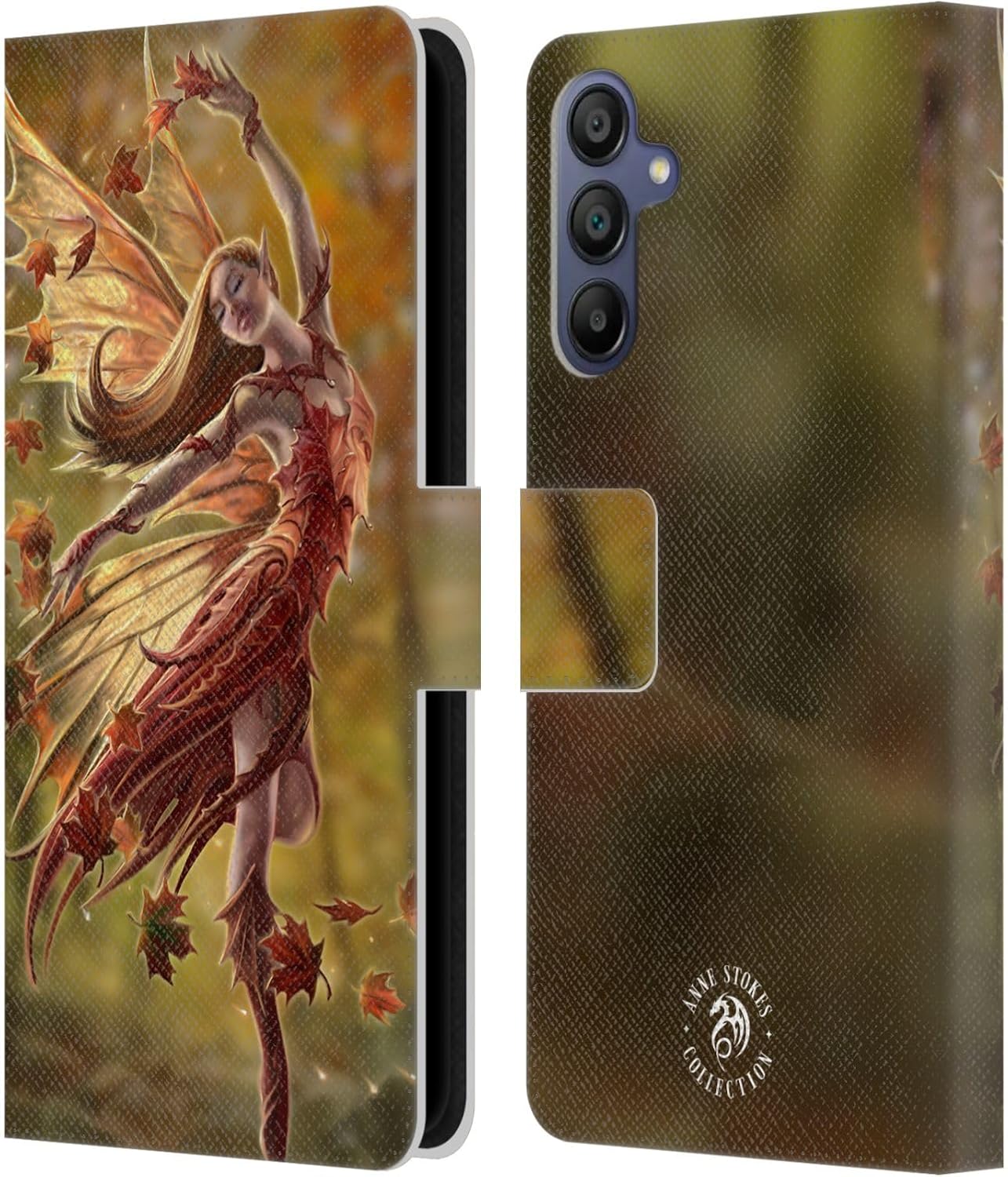 Head Case Designs Officially Licensed Anne Stokes Autumn Fairies Leather Wallet Case Compatible with Samsung Galaxy A15
