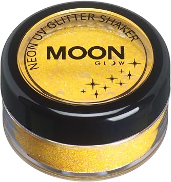 Moon Glow - Blacklight Neon UV Glitter Shaker 5g / 0.18oz Golden Yellow Glows Brightly Under Blacklights/UV Lighting!