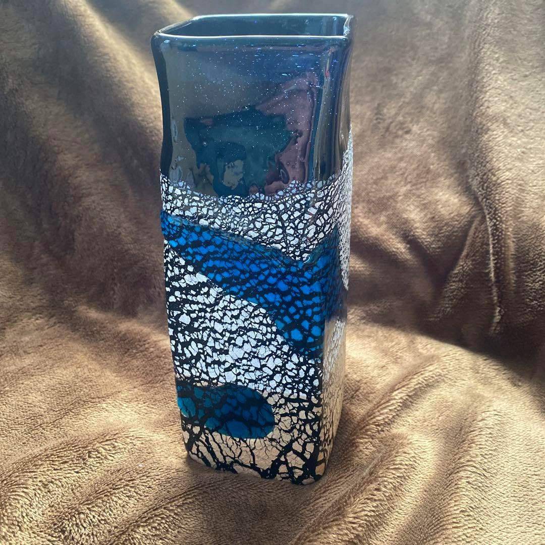 琉球ガラス 稲嶺盛吉 花入 花瓶 ガラス工芸 貴重 故 稲嶺盛吉 琉球