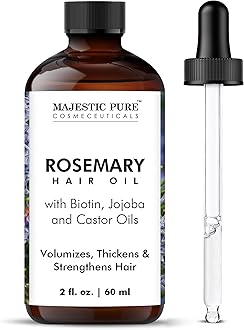 MAJESTIC PURE 100% Pure Rosemary Oil For Hair Growth Infused With Biotin | Hair Strenghtening Treatment | Nourishing & Volumizing | With Jojoba Oil & Castor Oil | Non GMO Verified | 2fl oz