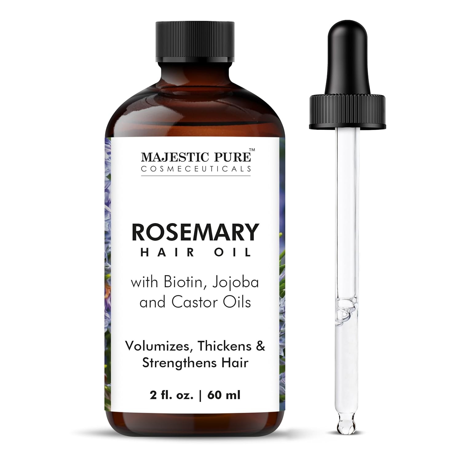 Majestic Pure 100% Pure Rosemary Oil For Hair Growth – Strengthening, Nourishing, Volumizing – Infused with Biotin Oil, Jojoba Oil & Castor Oil – Non GMO Verified – 2 Fl Oz Majestic Pure 100% Pure Rosemary Oil For Hair Growth – Strengthening, Nourishing, Volumizing – Infused with Biotin Oil, Jojoba Oil & Castor Oil – Non GMO Verified – 2 Fl Oz