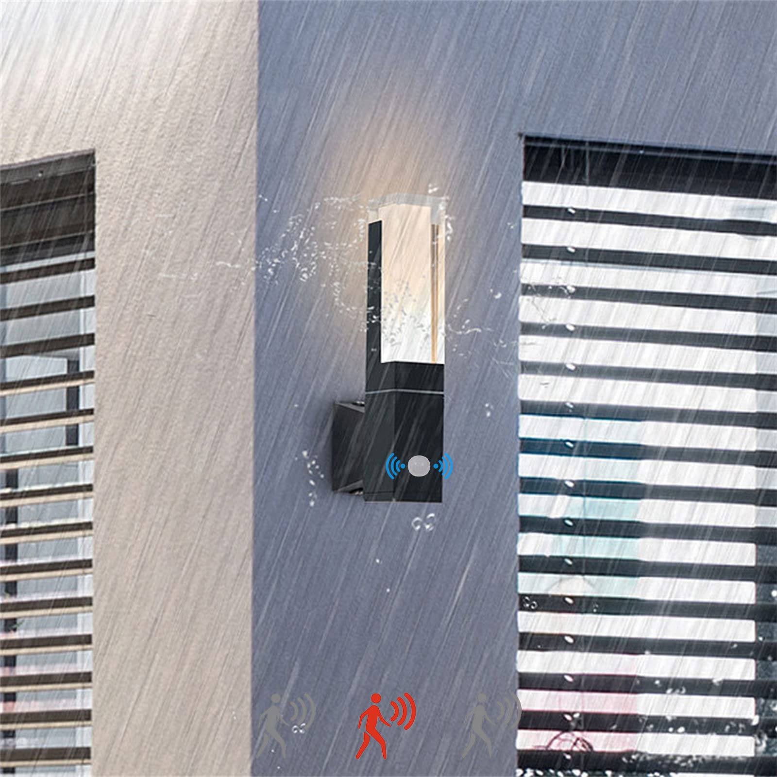 QYYZTQY Outdoor Garden Lights with Motion Sensor Outside Lamp PIR Induction 16W Sconces Mains Powered Exterior/Indoor Wall IP65 for Entrance Terrace Balcony (Warm White 3000K)