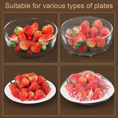 Miniatura 5 de 100 fundas elásticas reutilizables para almacenamiento de alimentos, cubiertas de plástico transparente para tazones con bordes elásticos, envoltura