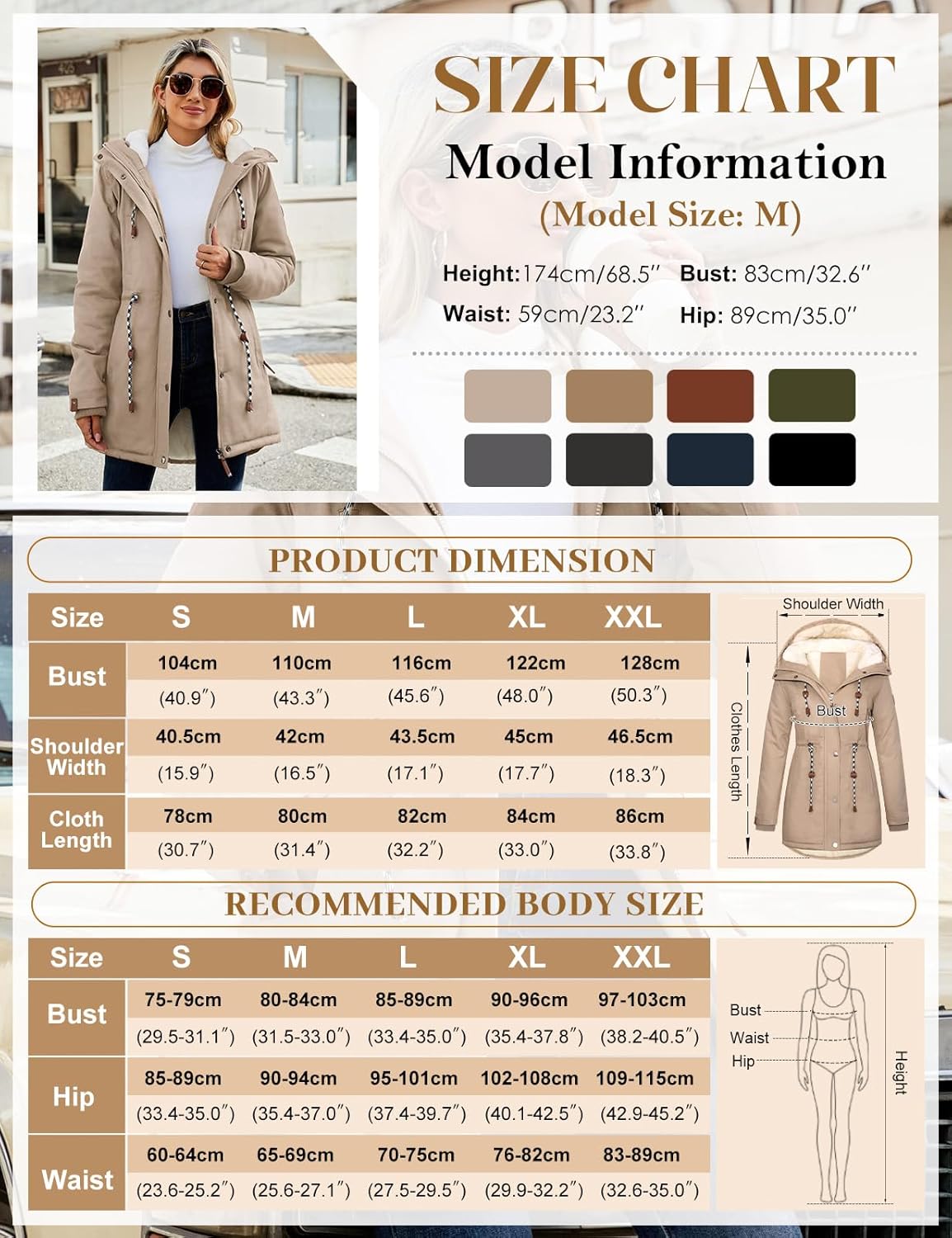 Women's Winter Fleece Lined Sherpa Parka Jacket Warm Thicken Fuzzy Hooded Down Coat Casual Plush Drawstring Outerwear - Image 6