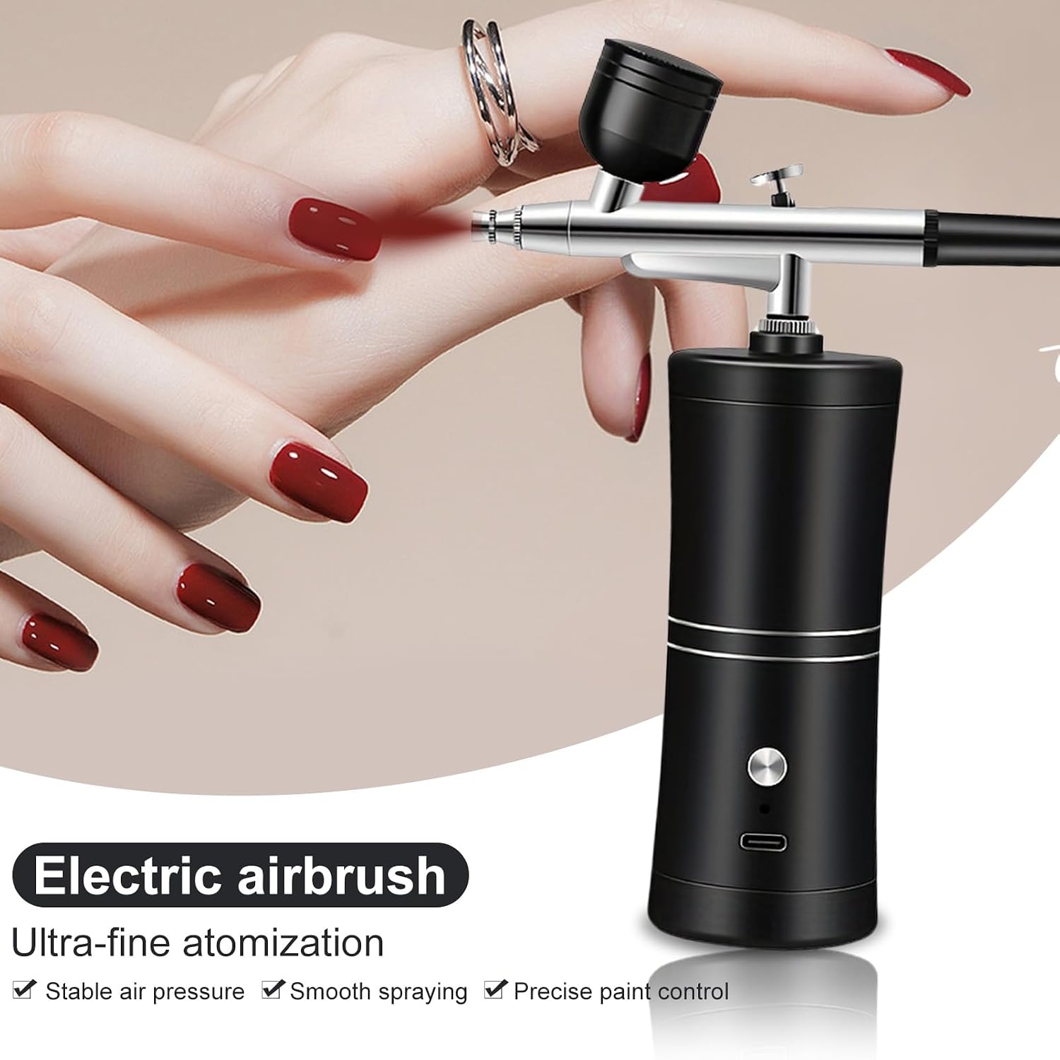 ZPSHYD Airbrush Kit Portable Air Brush Kit with Airbrush Compressor Nail Charms Wireless Rechargeable for Barber, Nail Art, Tattoo, Makeup, Model Painting (Black)