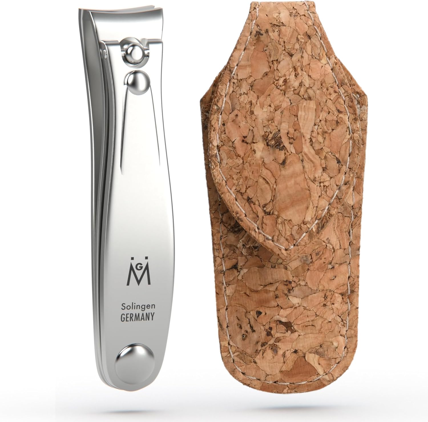 GERMANIKURE Professional Nail Clipper – FINOX Surgical Stainless Steel Manicure and Pedicure Tools in Cork Case- Ethically Made in Solingen Germany – Travel Size Nail Care