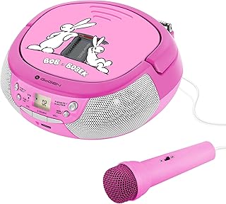 GOGEN Karaoke CD Player, Bluetooth, USB Port, Karaoke Microphone, Headphone Jack, Karaoke Player, Pink