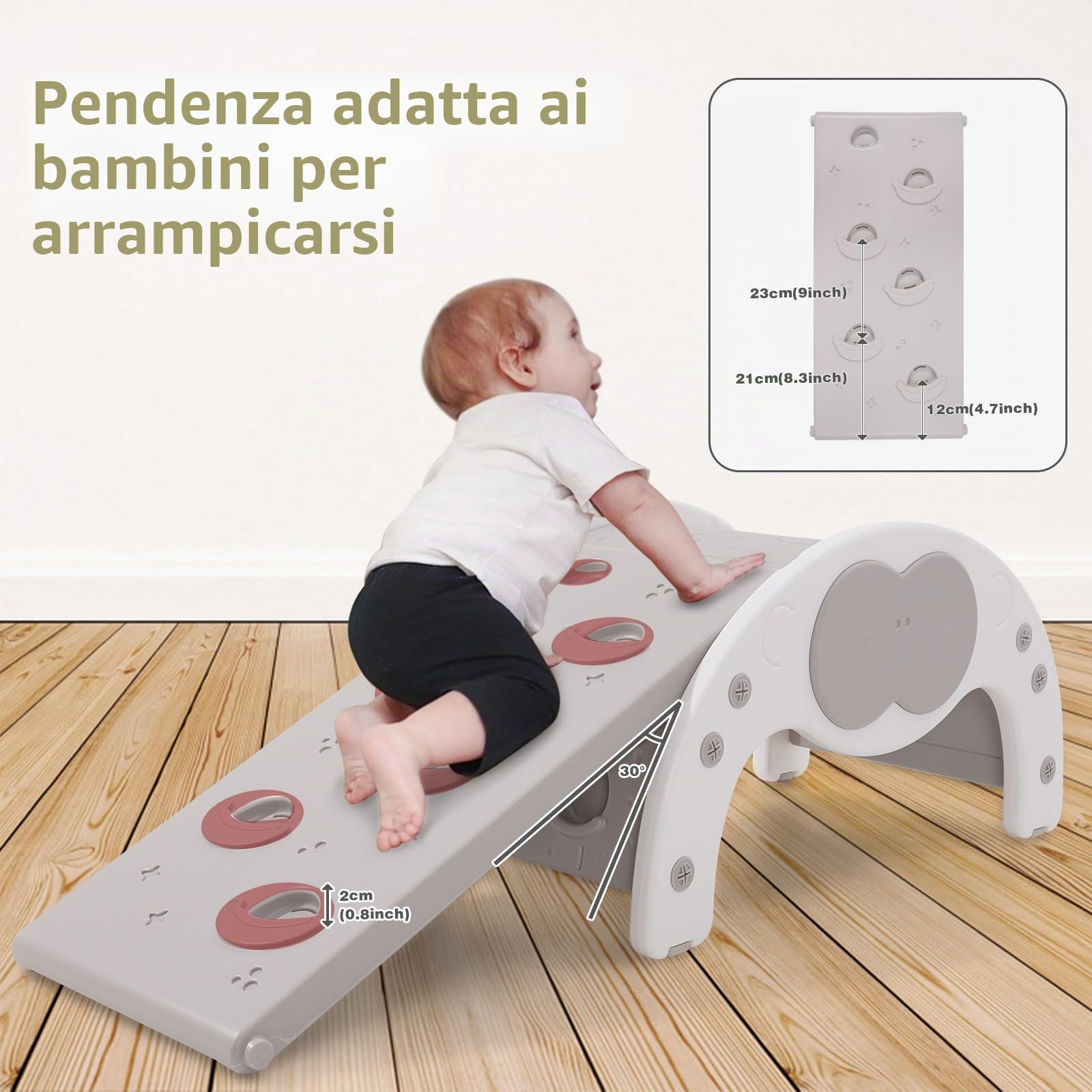 Struttura da arrampicata 3 in 1 per bambini, grigio, minimalista