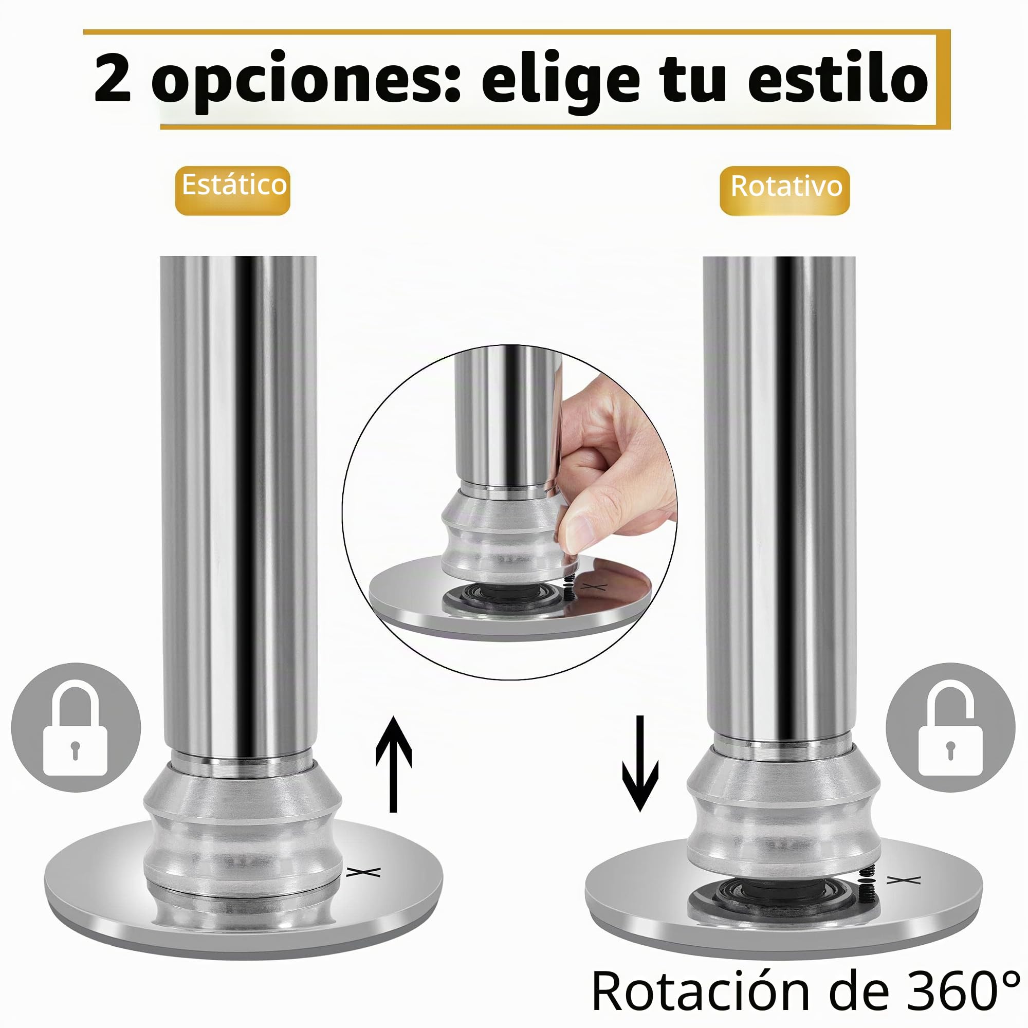 Yaheetech Barra de Pole Dance profesional ajustable, de acero estático y giratorio, para ejercicios de fitness, clubes, fiestas, bares, salones de baile, sin agujeros, altura 216,5-275 cm