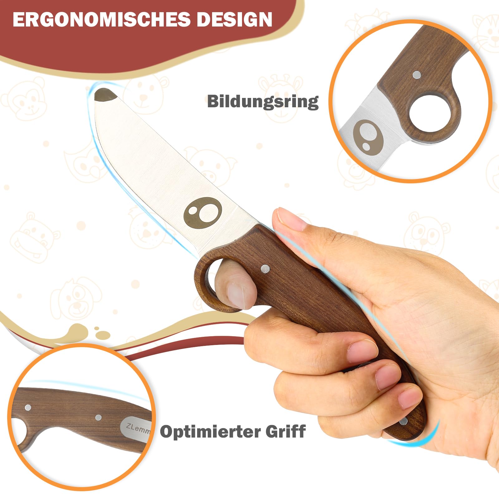 Kindermesser Schnitzmesser und Outdoormesser für Kinder-Süßem Kindermesser Führerschein-SCOUT robustes DAS Kinder Schnitzmesser für das erste große Abenteuer mit Tasche