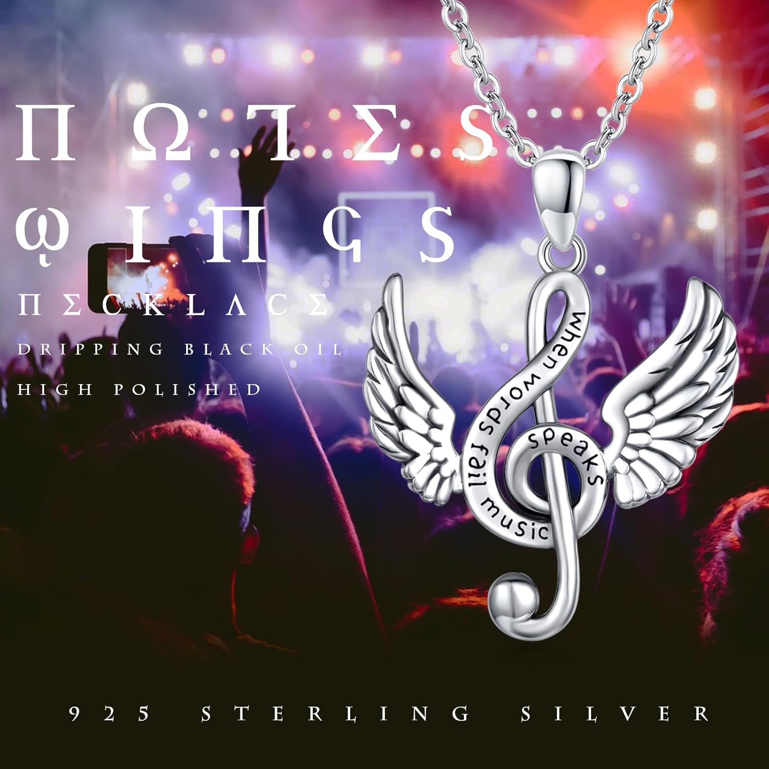 925 Sterling Silver Guitar/Music Note Necklace Guitar Pick/Treble Clef Pendant Necklace Music Punk Rock Hip Hop Jewelry for Guitarist Musician Women Men - Image 8