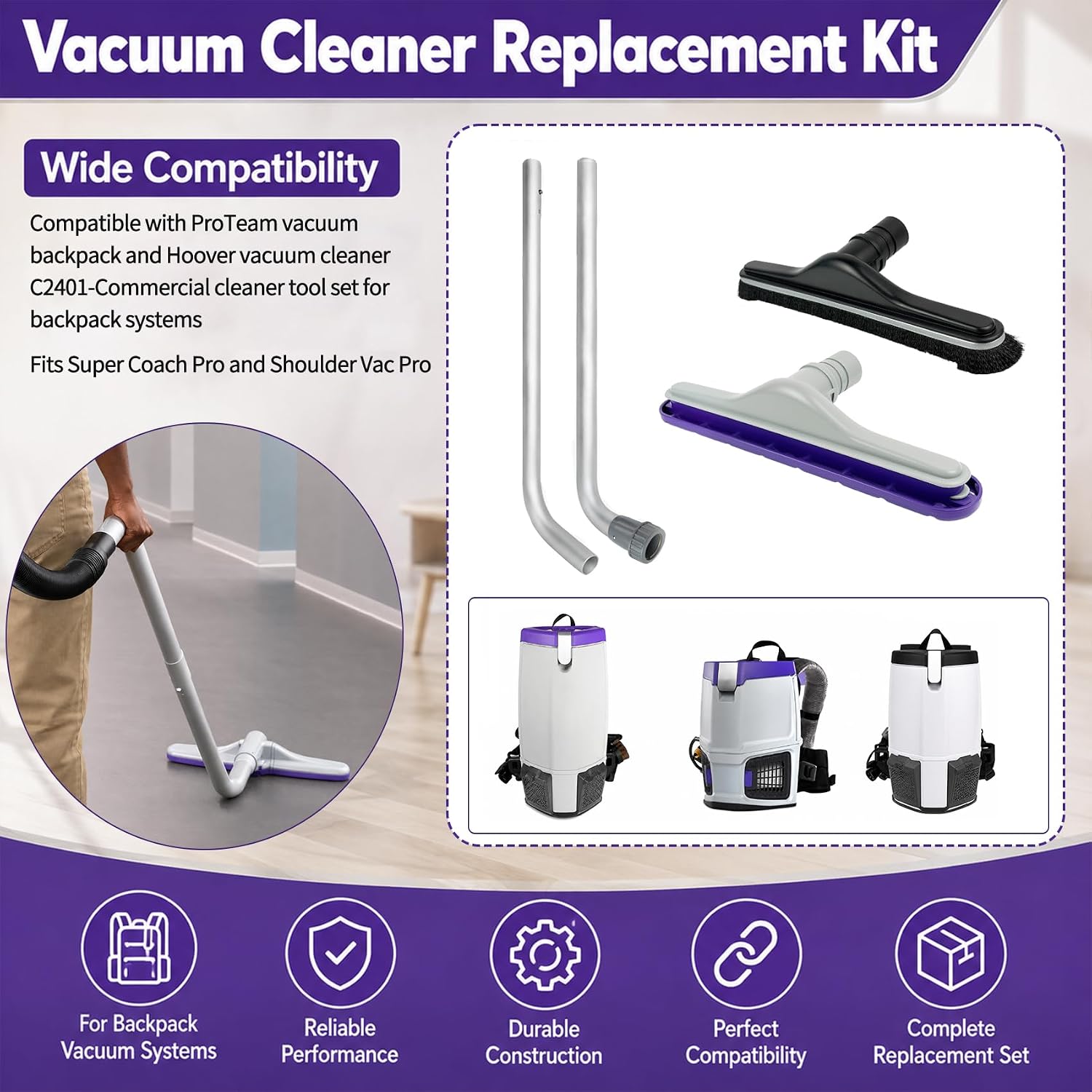 Backpack Vacuum Floor Tool Replacement for ProTeam Vacuum & Hoover C2401