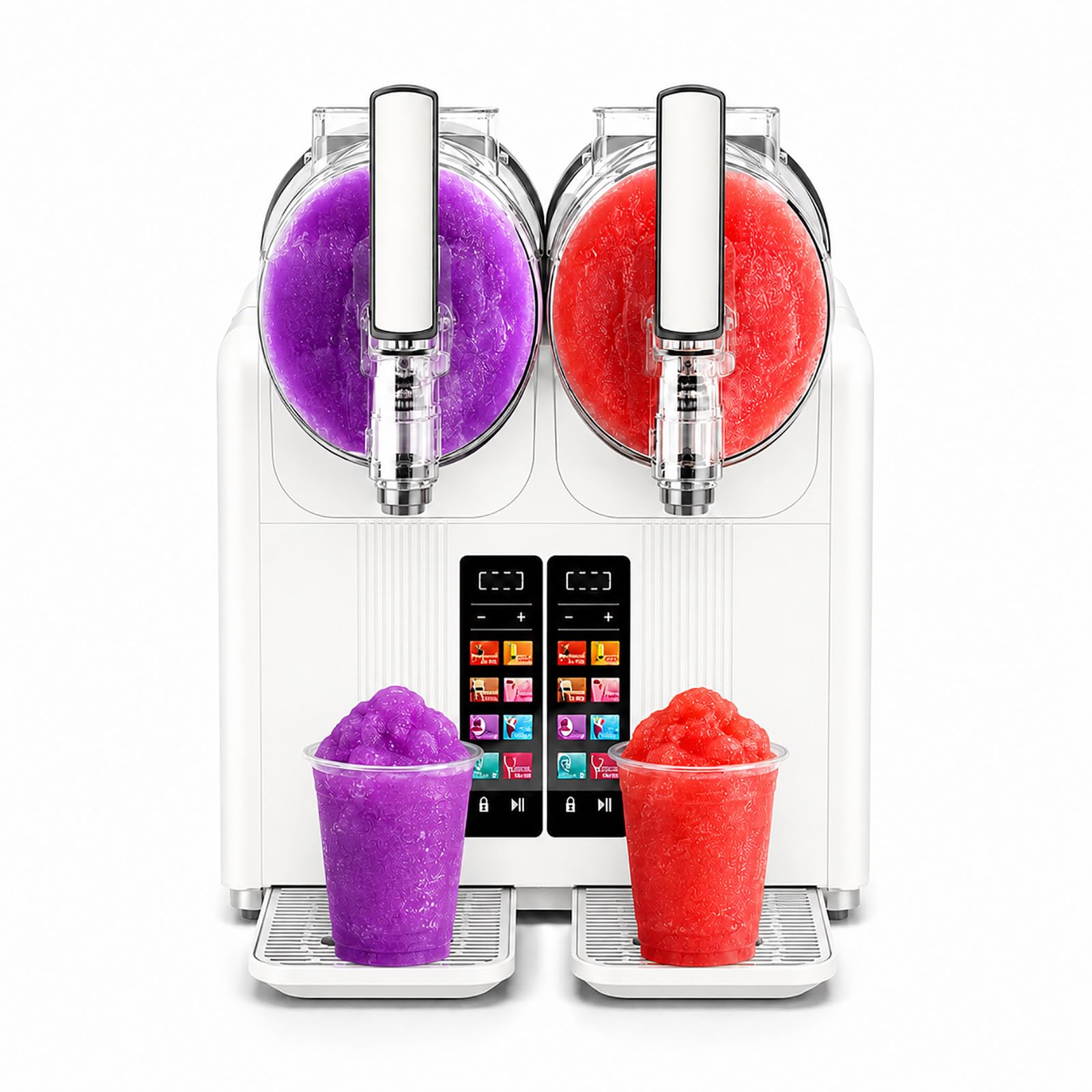 vnmudzeo Slushie Machine, 2L x 2 Tank - No Ice Needed Freeze Drink Maker with Touchscreen, Auto Clean for Slush Juice Milkshake Drinks White