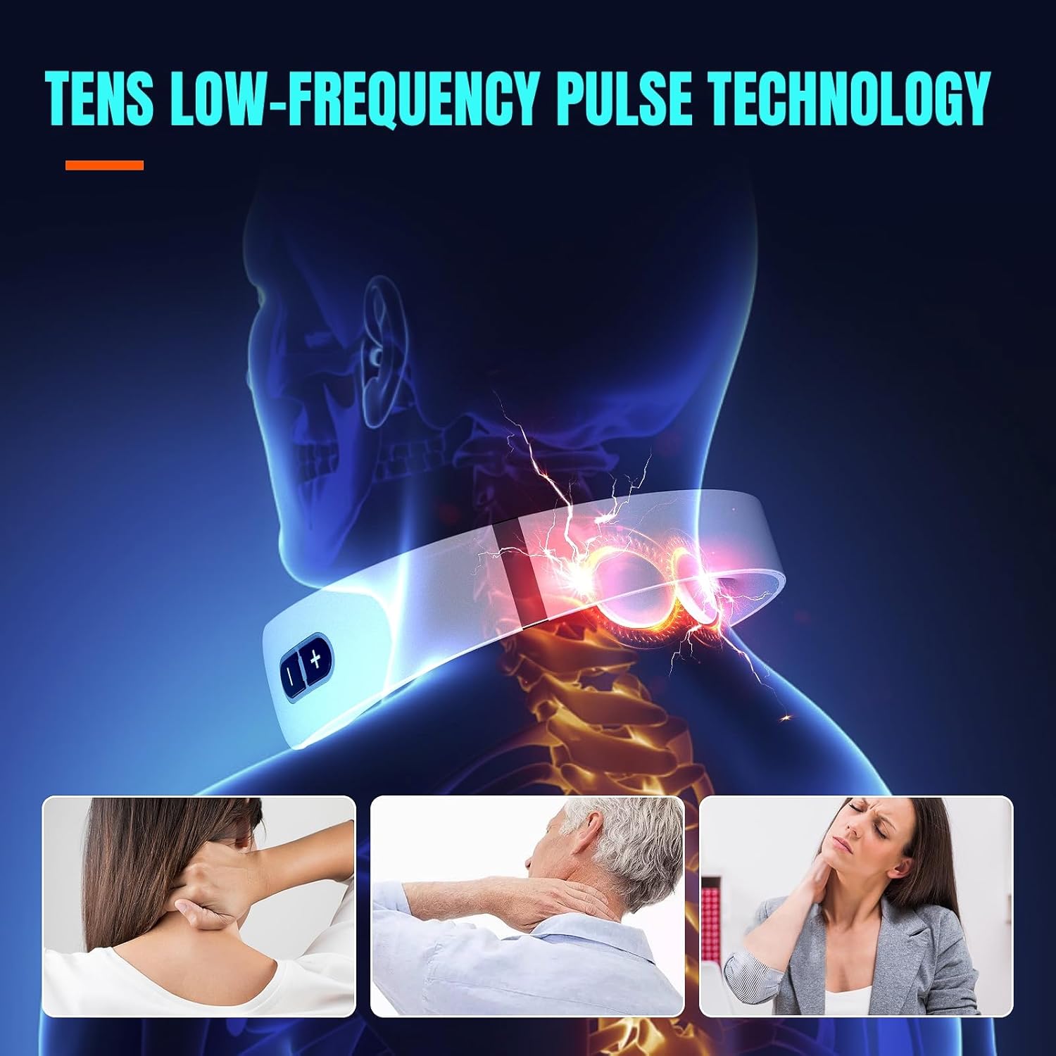 EMS Neck Massager for Pain Relief Deep Tissue,Electric Pulse Neck Massager with Heat, Cordless TENS Cervical Massage - Image 3
