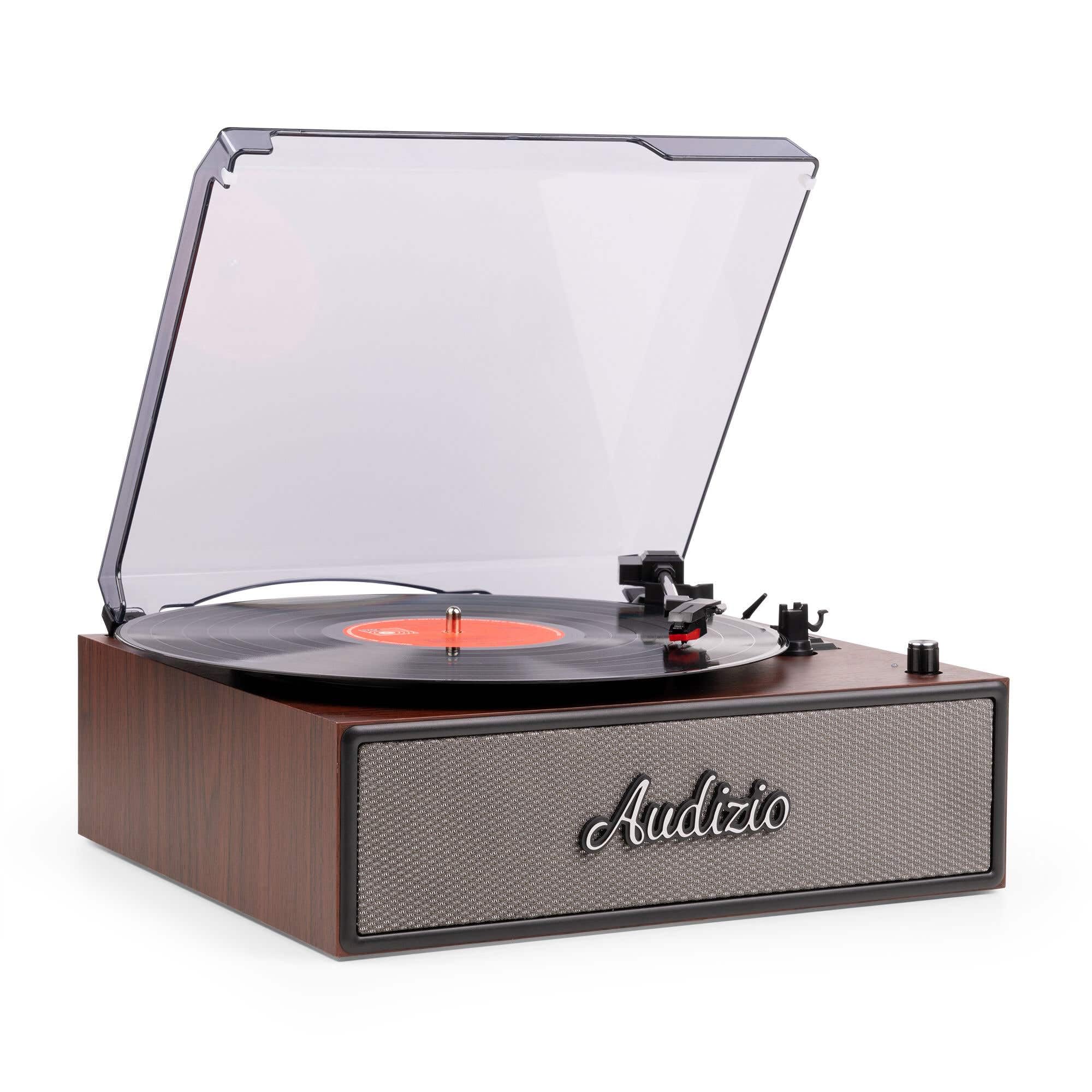 Audizio Reno - Platine Vinyle rétro avec Enceintes intégrées - Lecture 33/45/78 Tours - Design Vintage - Couleur Bois