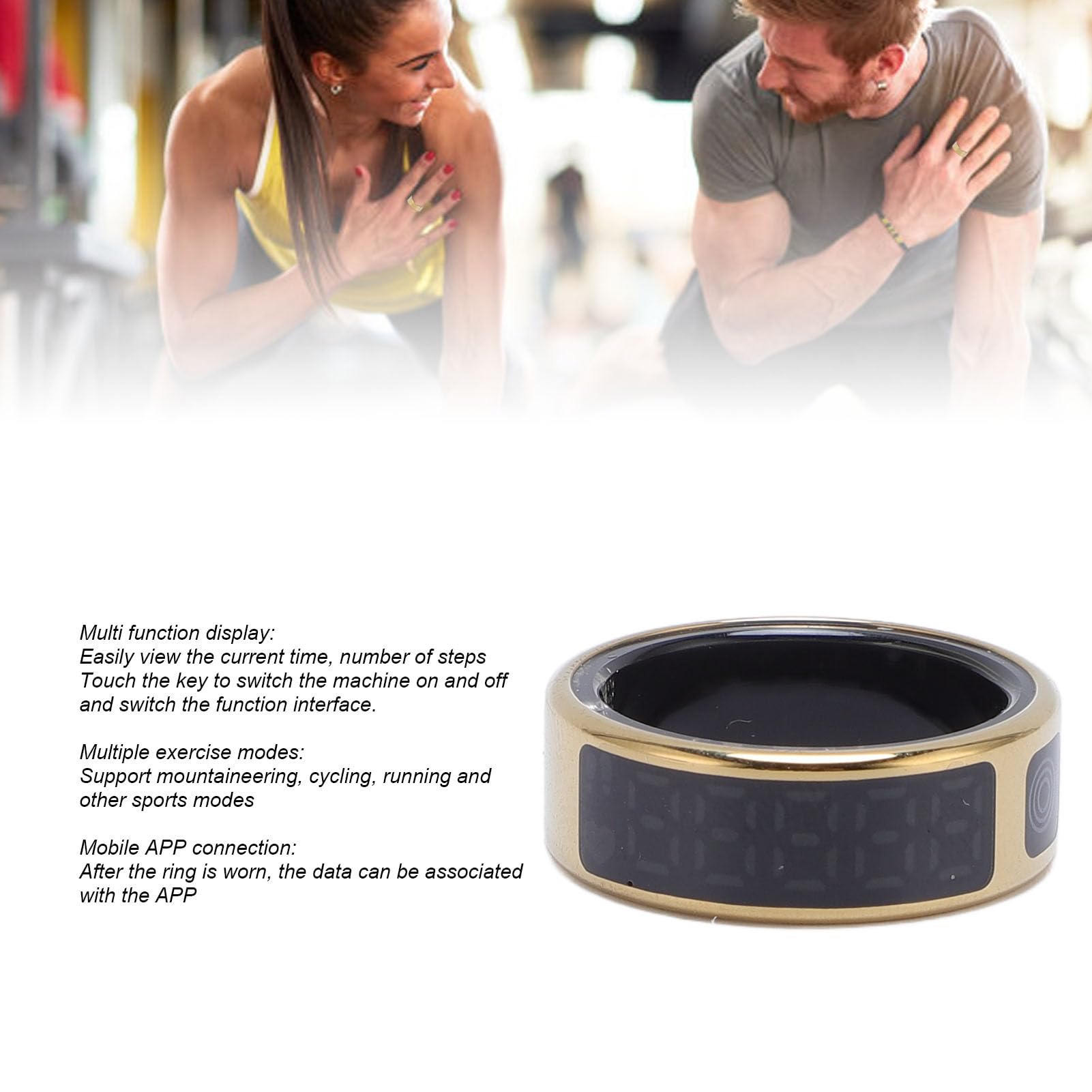 Asixxsix Bague connectée, Bracelet connecté à écran Tactile, étanche IP68, Bracelet connecté Portable pour la randonnée, Le Cyclisme et la Course à Pied (#10)