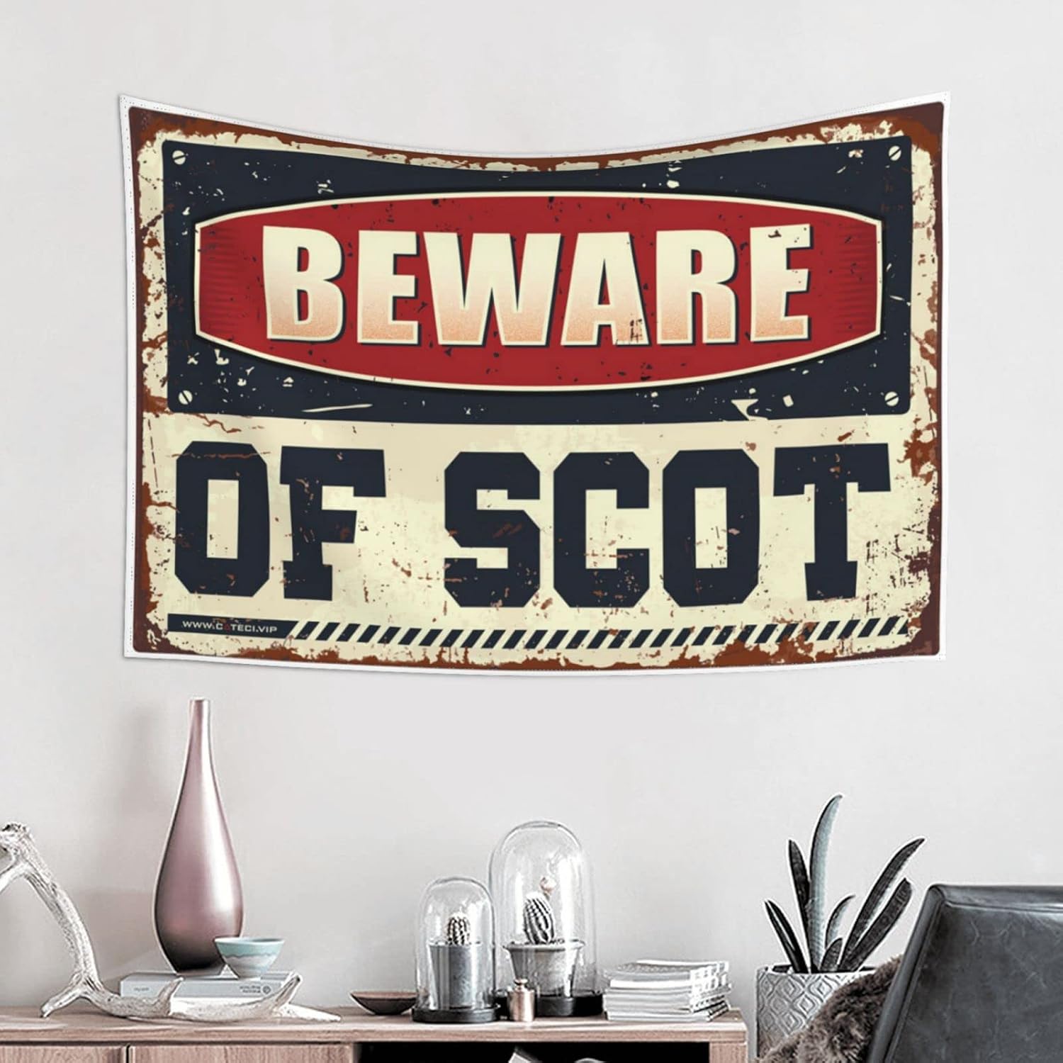 Bedroom Door Decorations Beware of Scot Tapestry Tapestry Aesthetic Funny Sogns(75X100CM) image 2