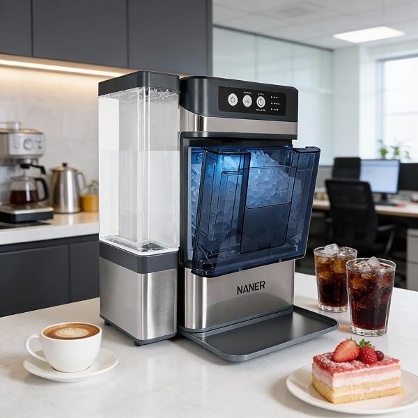 Nugget Ice Makers Countertop 42lbs/Day Large Capacity One-Click Operation Self-Cleaning Portable Ice Maker with A Detachable 3L Water Tank Scoop Included Ice Machine for Home/Kitchen/Office - 4