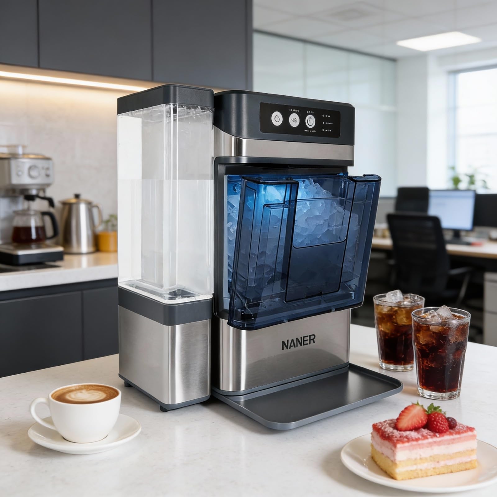 Nugget Ice Makers Countertop 42lbs/Day Large Capacity One-Click Operation Self-Cleaning Portable Ice Maker with A Detachable 3L Water Tank Scoop Included Ice Machine for Home/Kitchen/Office — view 4