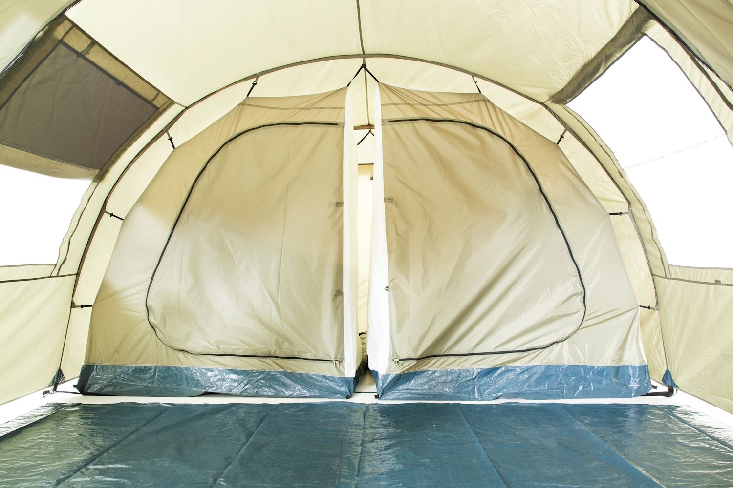 CampFeuer Tenda a tunnel tenda multipla per 4 persone | enorme vestibolo, 5000 mm di colonna d'acqua | con telo e parete anteriore regolabile | tenda da campeggio tenda familiare