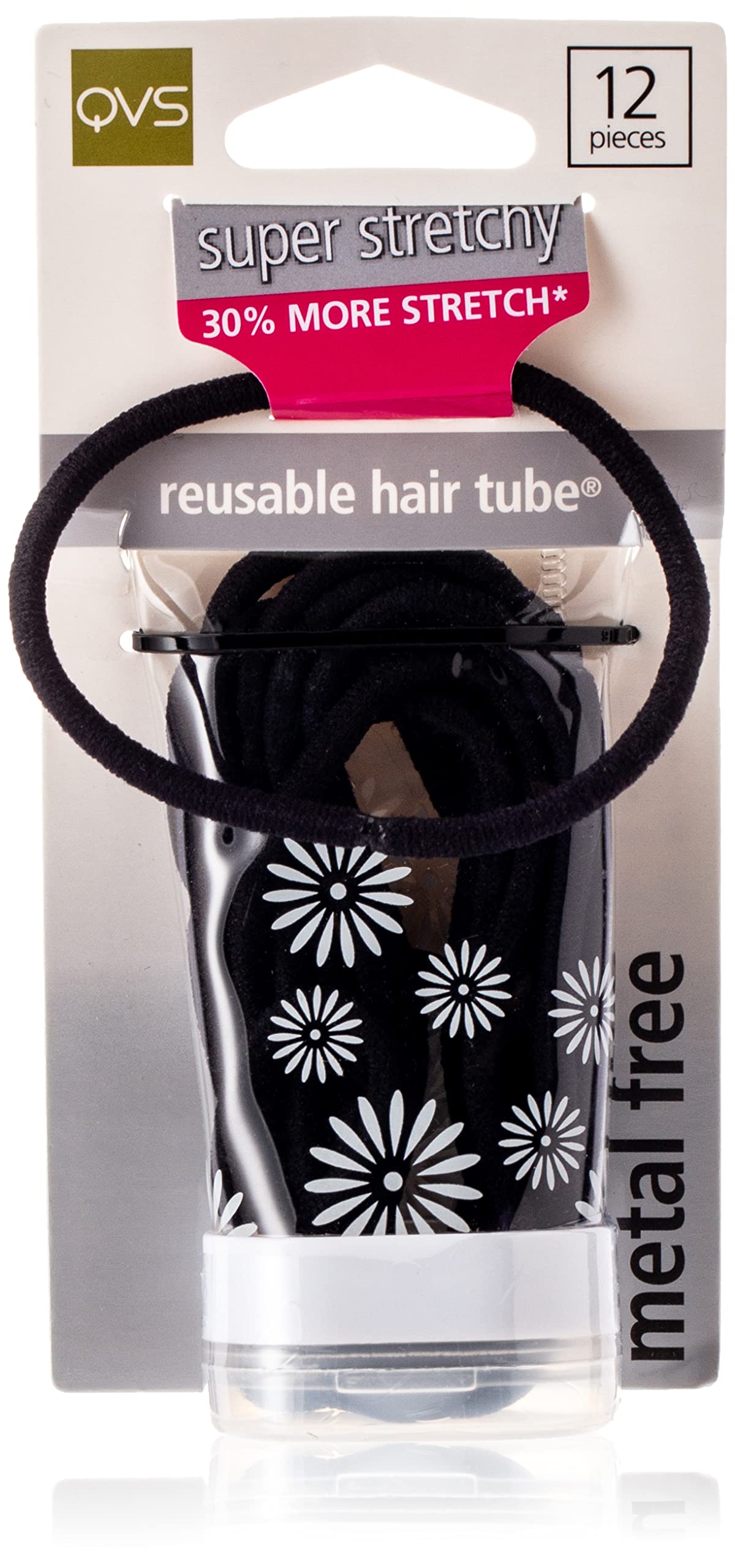 QVSThick Strechy Elastics, Black, Pack of 12