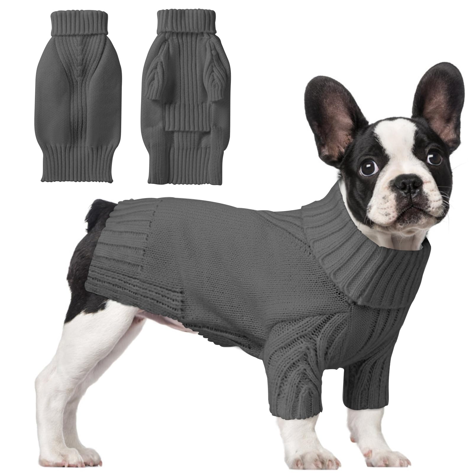 Dog Sweaters for Small Medium Large Dog, Classic Turtleneck Pet Clothes Warm Thermal Doggy Winter Coat, Thick Double Knitting Collar Pullover Cold Weather Puppy Jacket for Indoor &amp; Outdoor Wear