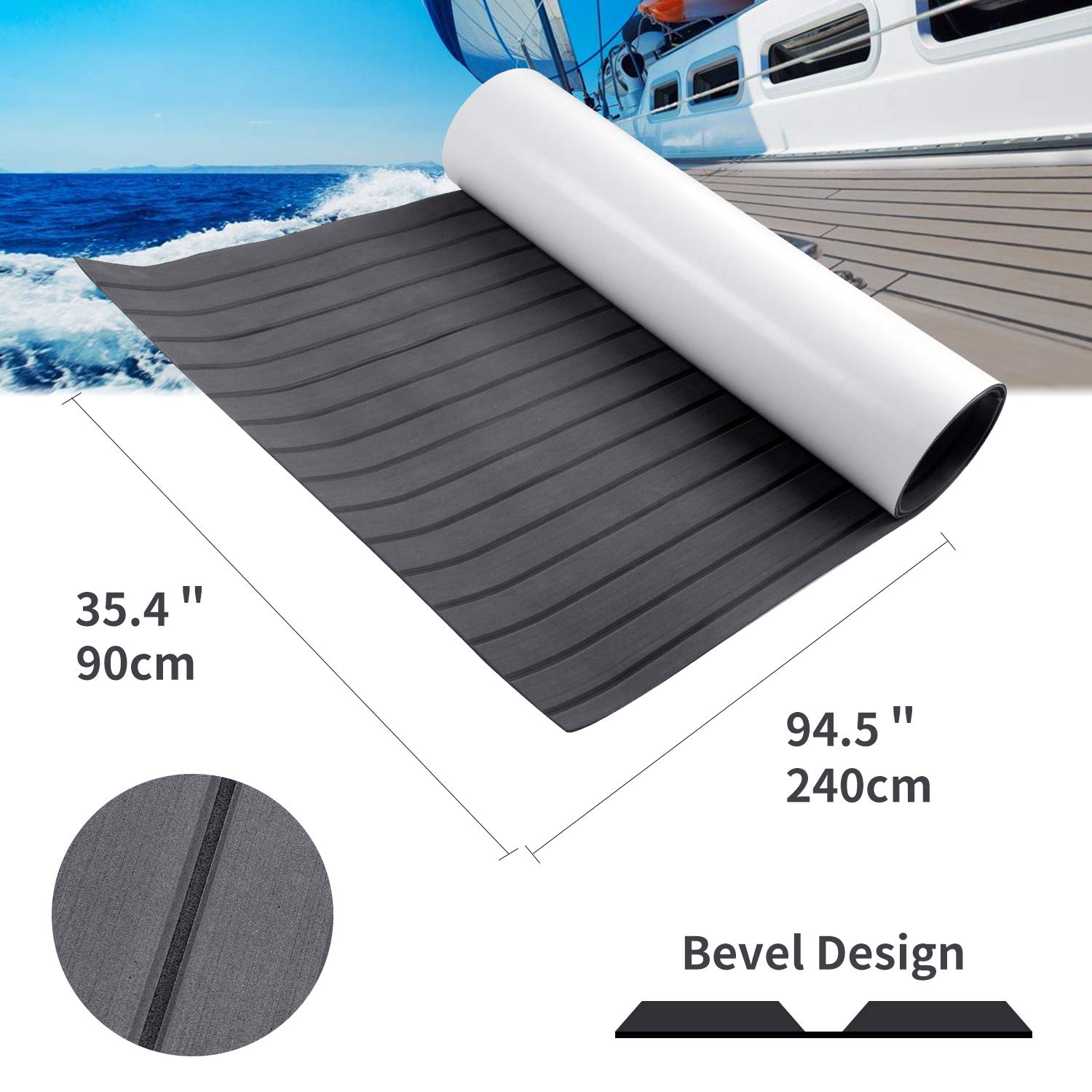 Decking Barca, Tappetino Antiscivolo per Barca, Teak Sintetico Marino, Tappetino Antiscivolo Impermeabile per Decorazione dello Yacht, Grigio