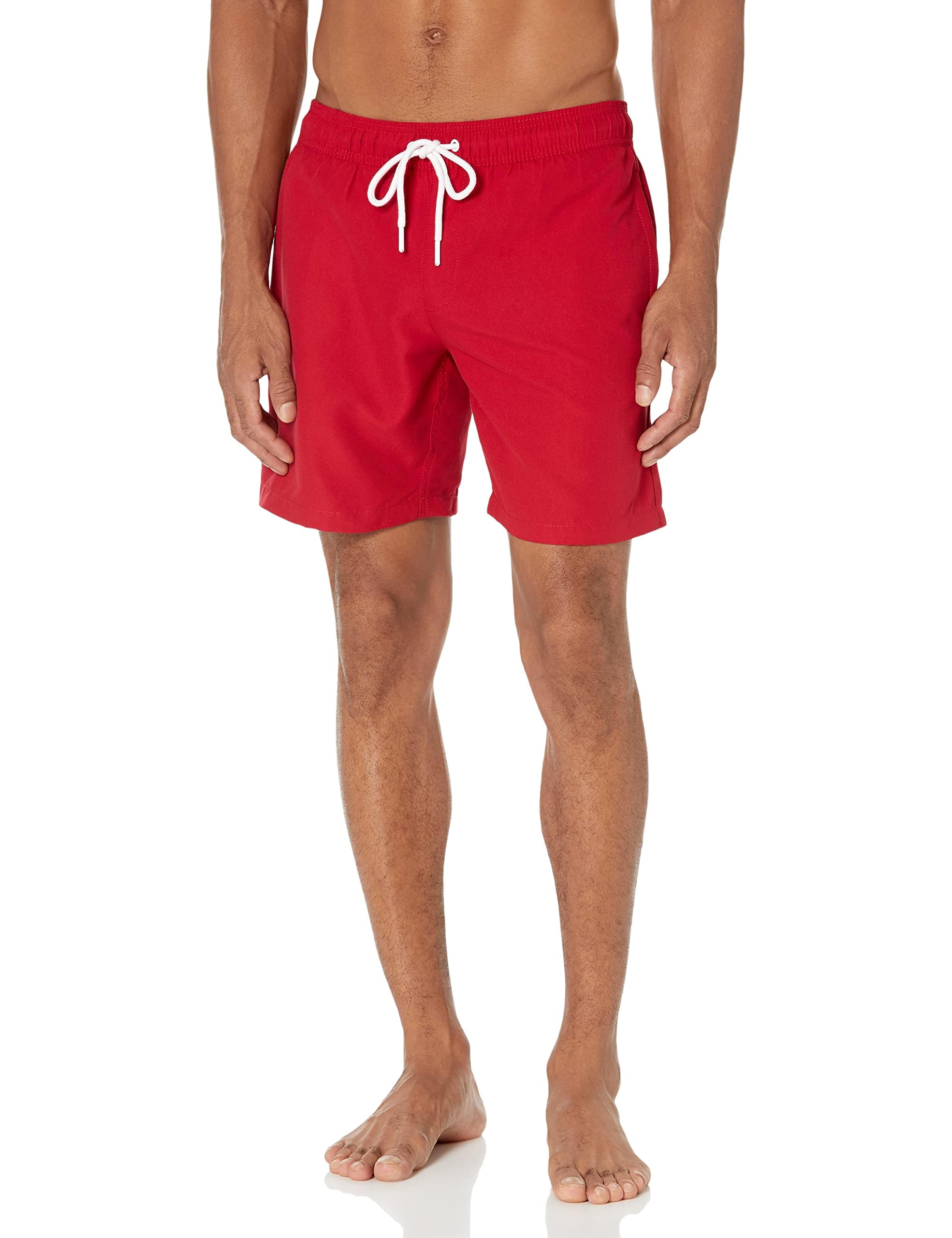 Short de Bain Rouge Homme avec Doublure en Maille - Amazon Essentials