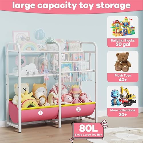 Miniatura 4 de Estantería de 3 niveles para niños y almacenamiento de juguetes, estantería para niños pequeños, estante de exhibición de libros para niños