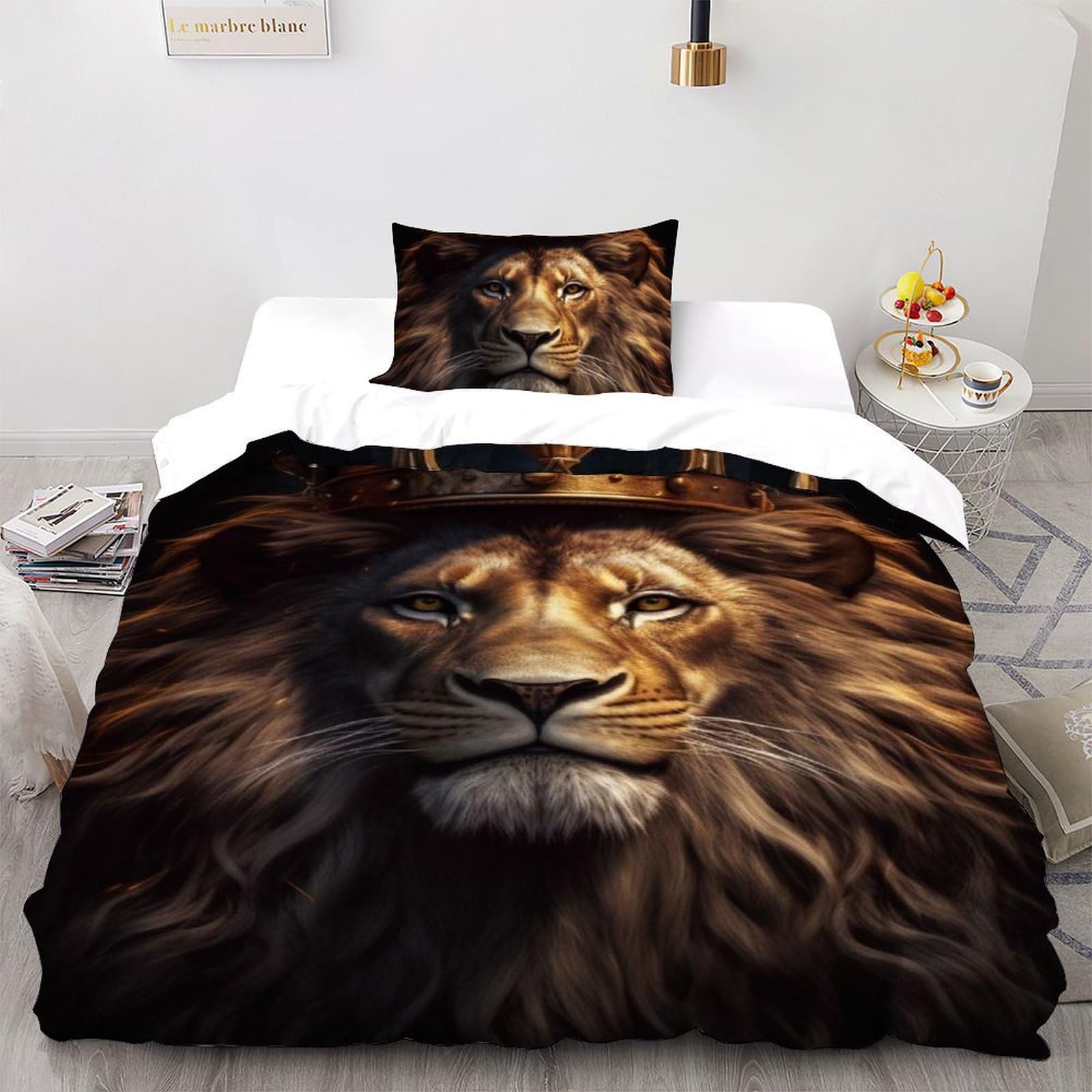 Housse de couette Roi Lion respirante et super douce en microfibre anti-plis