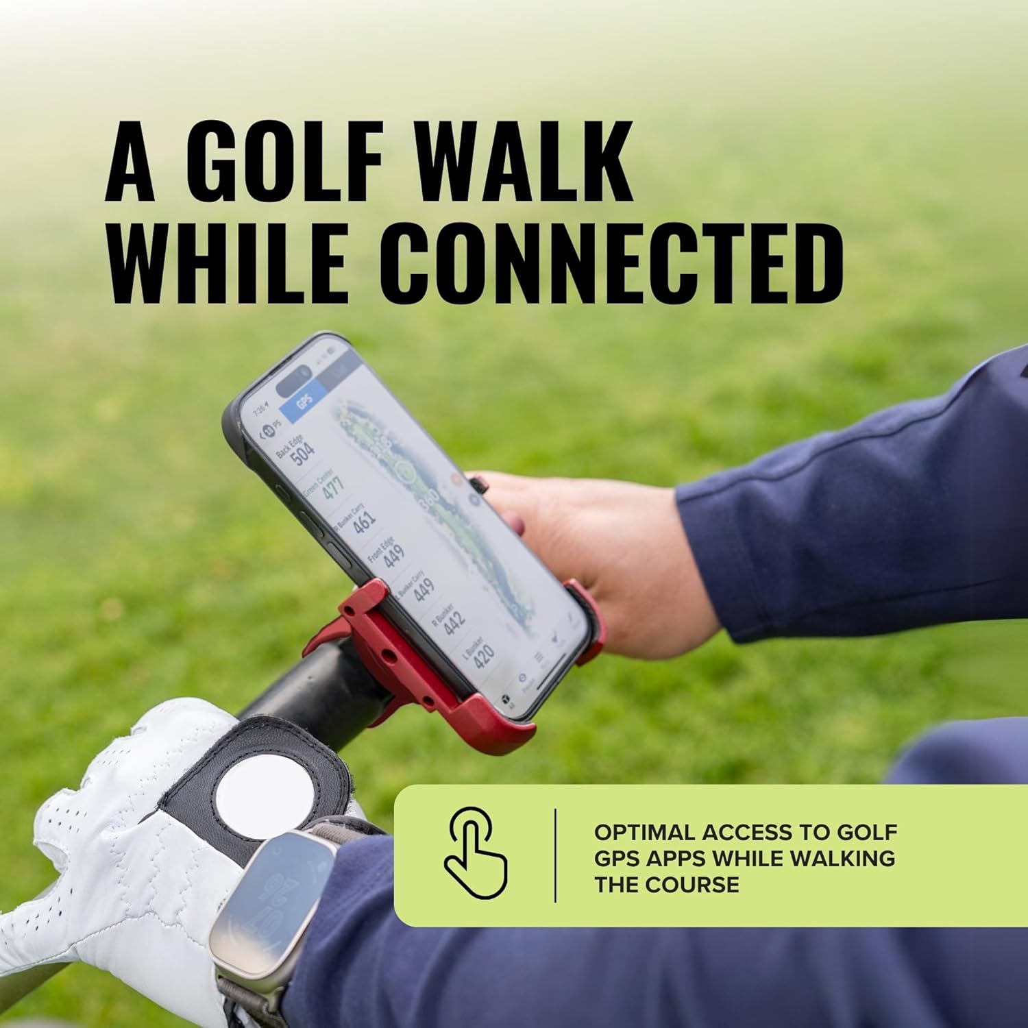 Stripebird - 2.0 Golf Push Cart Mount for Magnetic Accessories (red) - Push Cart Strap for Quick and Easy Access of Golf Gear - Cell Phone Holder for Golf Cart - Phone Holder for Golf Cart - Image 5