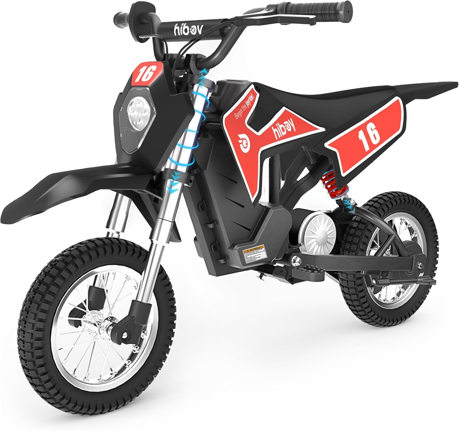 Hiboy DK1 Kids Electric Dirt Bike, 300W Off-Road Electric Motorcycle,25KM/H Max Speed & 35KM Long Range,3 Speed Modes Motorcycle for Kids Ages 3-10, Dual Suspension,Safe & Durable Red