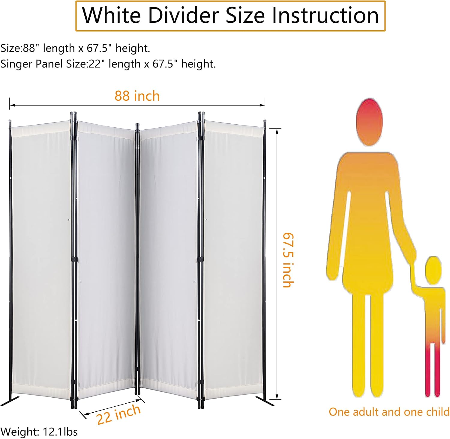 4 Panel Partition Room Dividers Folding Privacy Screen Temporary Wall Divider Freestanding Room Separator (Beige)